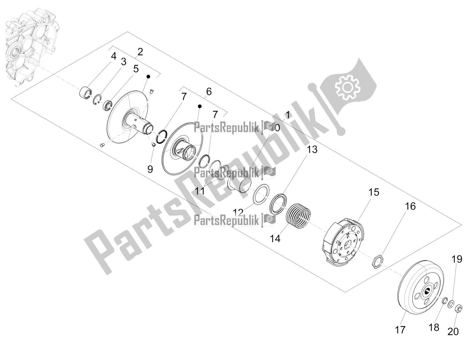 Toutes les pièces pour le Poulie Menée du Piaggio Liberty 125 Iget ABS 2019