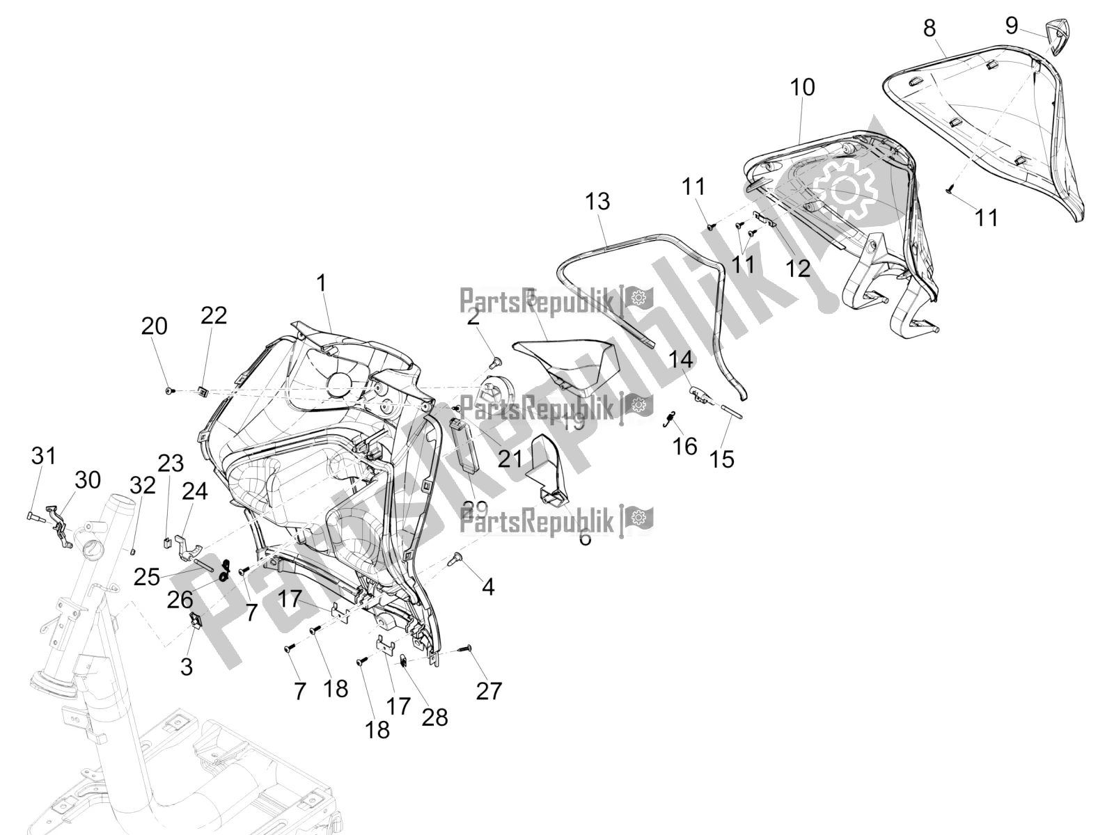 Wszystkie części do Przedni Schowek - Panel Ochraniaj? Cy Kolana Piaggio Liberty 125 Iget ABS 2019