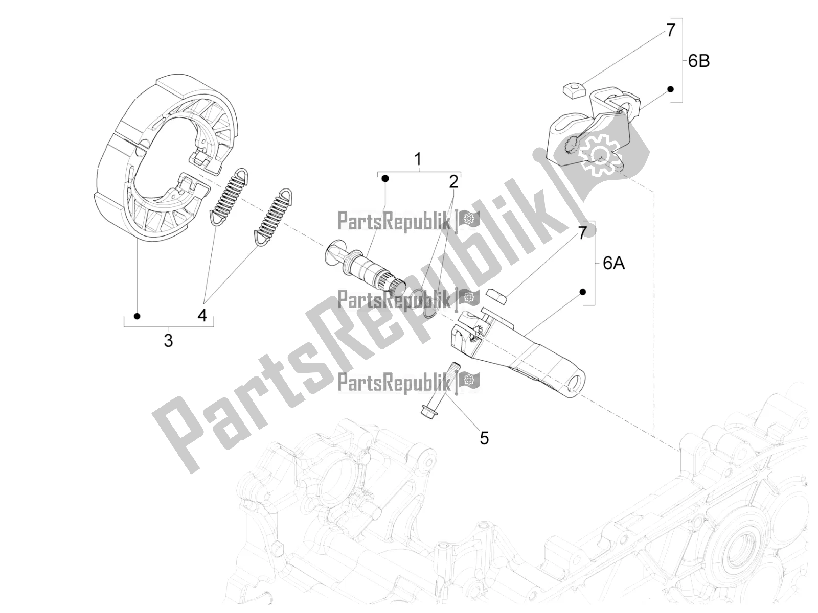 Tutte le parti per il Freno Posteriore - Ganascia Del Freno del Piaggio Liberty 125 Iget ABS 2019