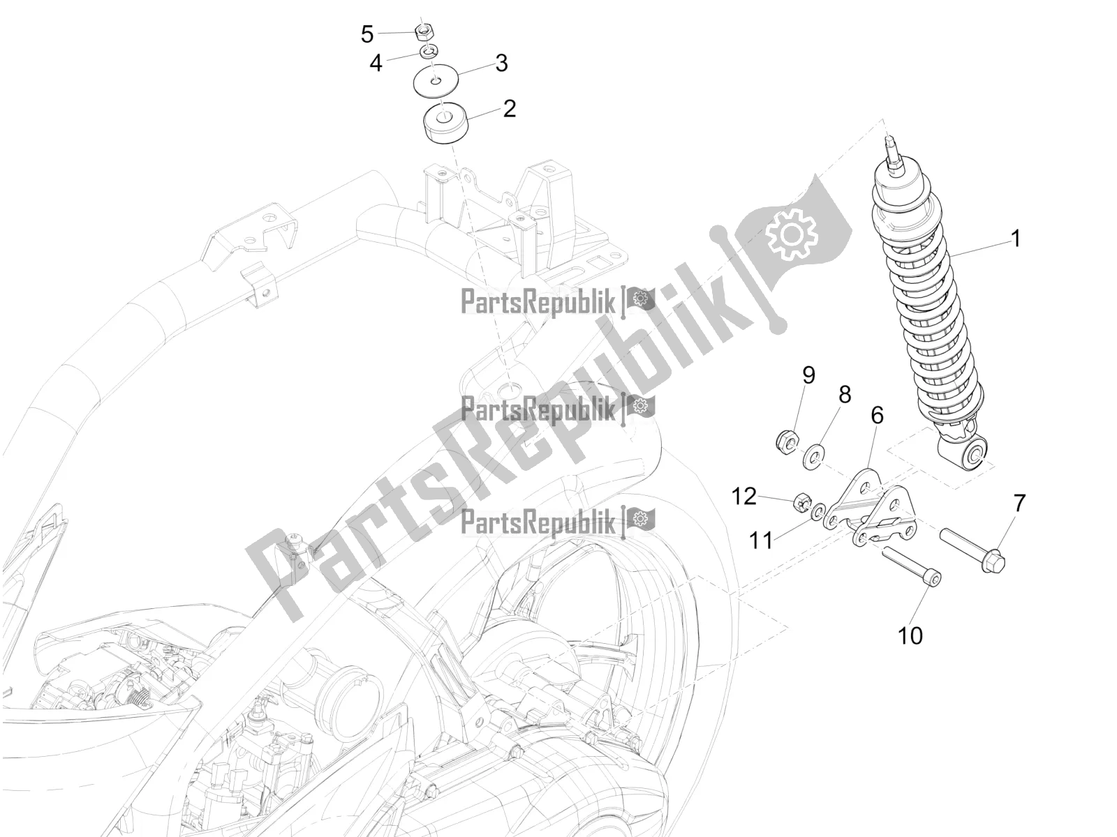 Toutes les pièces pour le Suspension Arrière - Amortisseur / S du Piaggio Liberty 125 Iget ABS 2019