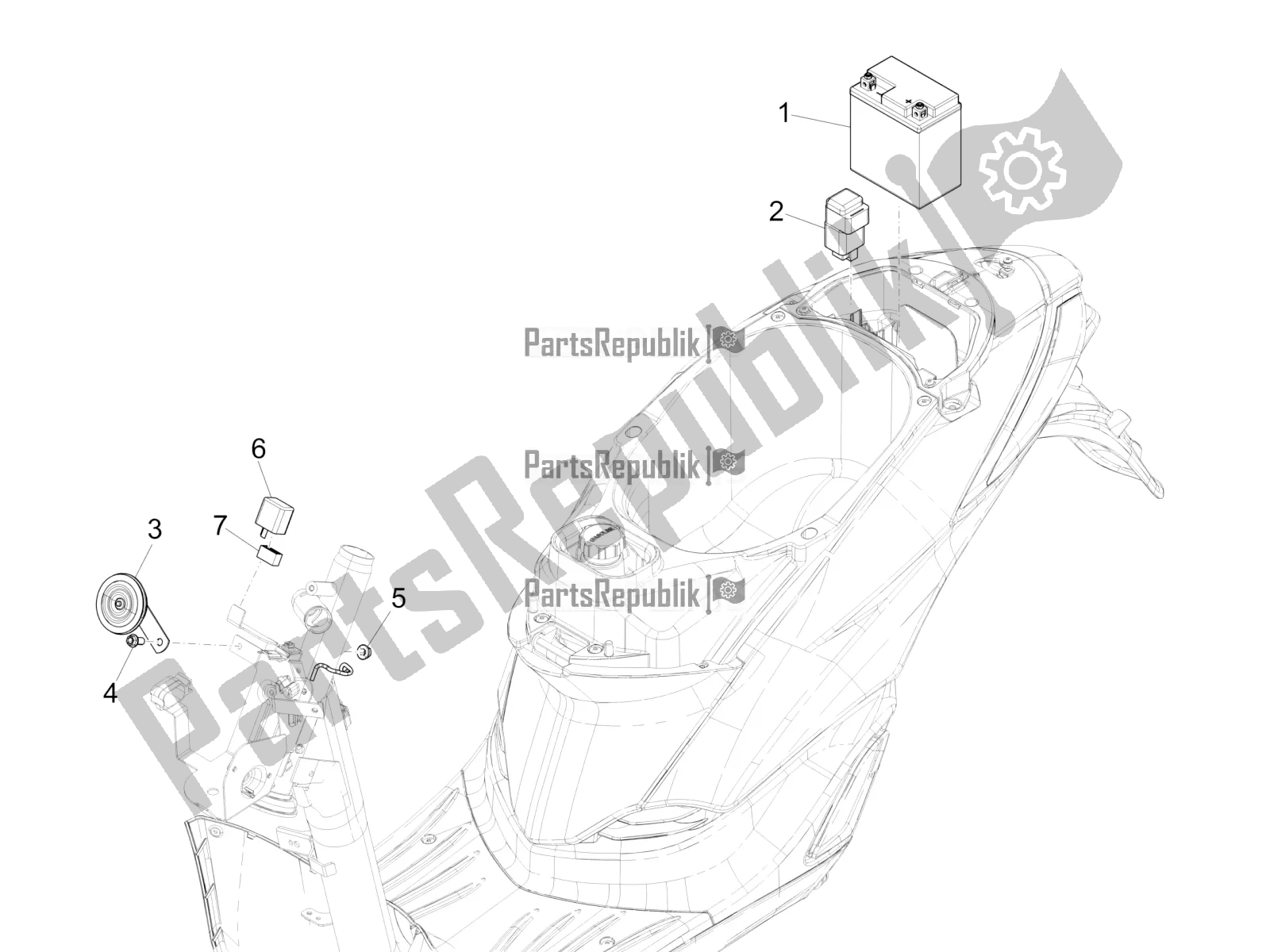 Toutes les pièces pour le Télécommandes - Batterie - Klaxon du Piaggio Liberty 125 Iget ABS 2019