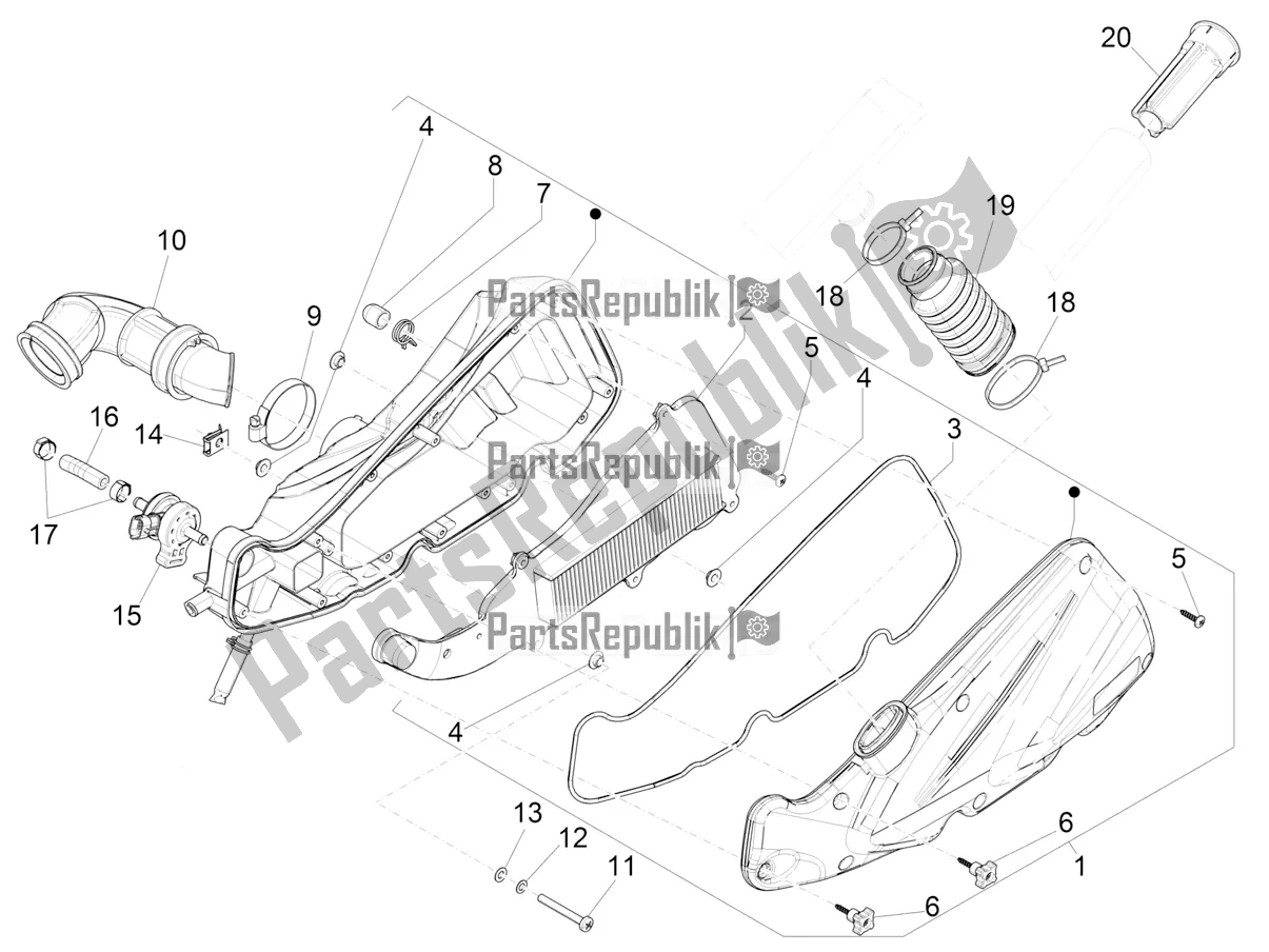 Tutte le parti per il Filtro Dell'aria del Piaggio Liberty 125 Iget ABS 2020