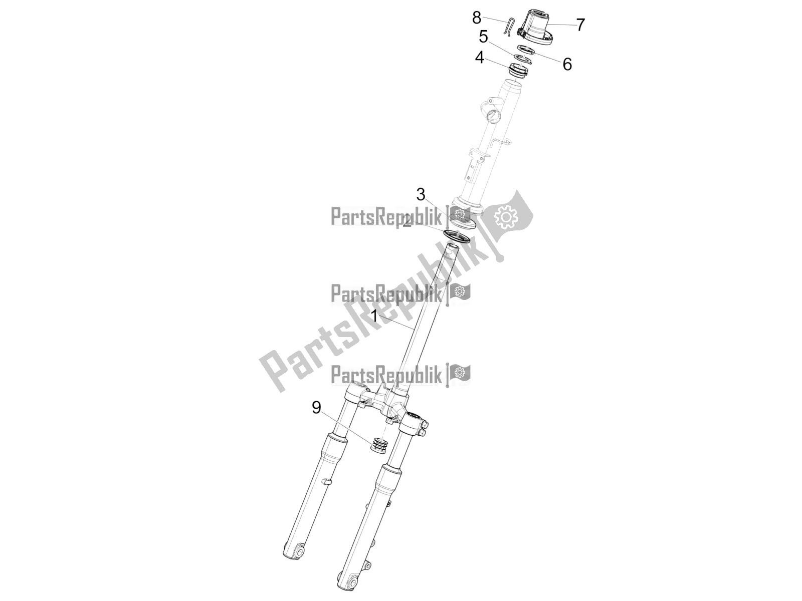 Tutte le parti per il Forcella / Tubo Sterzo - Unità Cuscinetto Sterzo del Piaggio Liberty 125 Iget ABS 2020