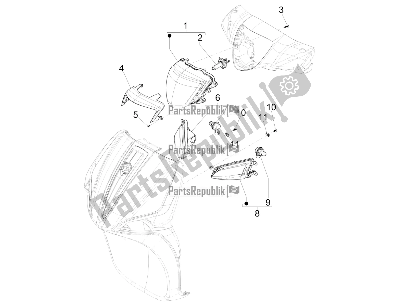 Toutes les pièces pour le Phares Avant - Clignotants du Piaggio Liberty 125 Iget ABS 2020