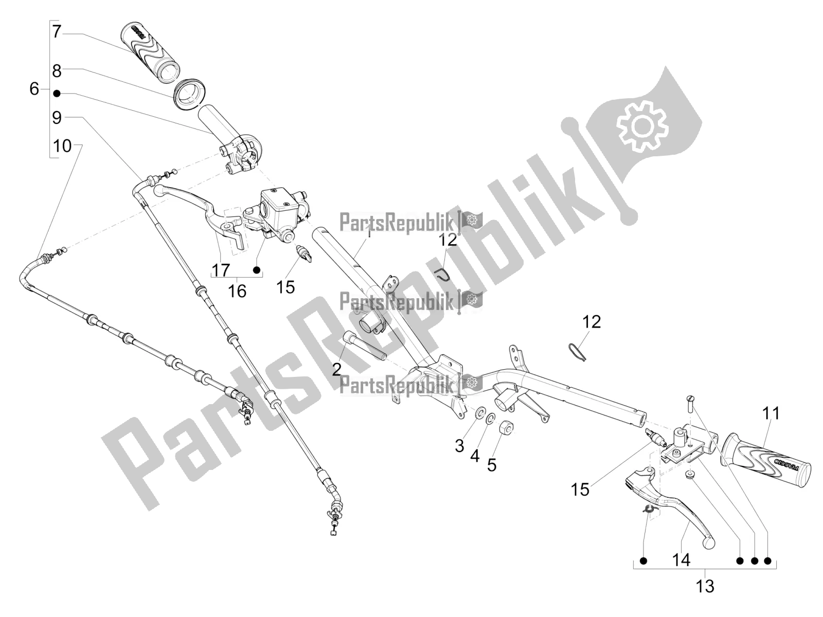 Tutte le parti per il Manubrio - Master Cil. Del Piaggio Liberty 125 Iget ABS 2020