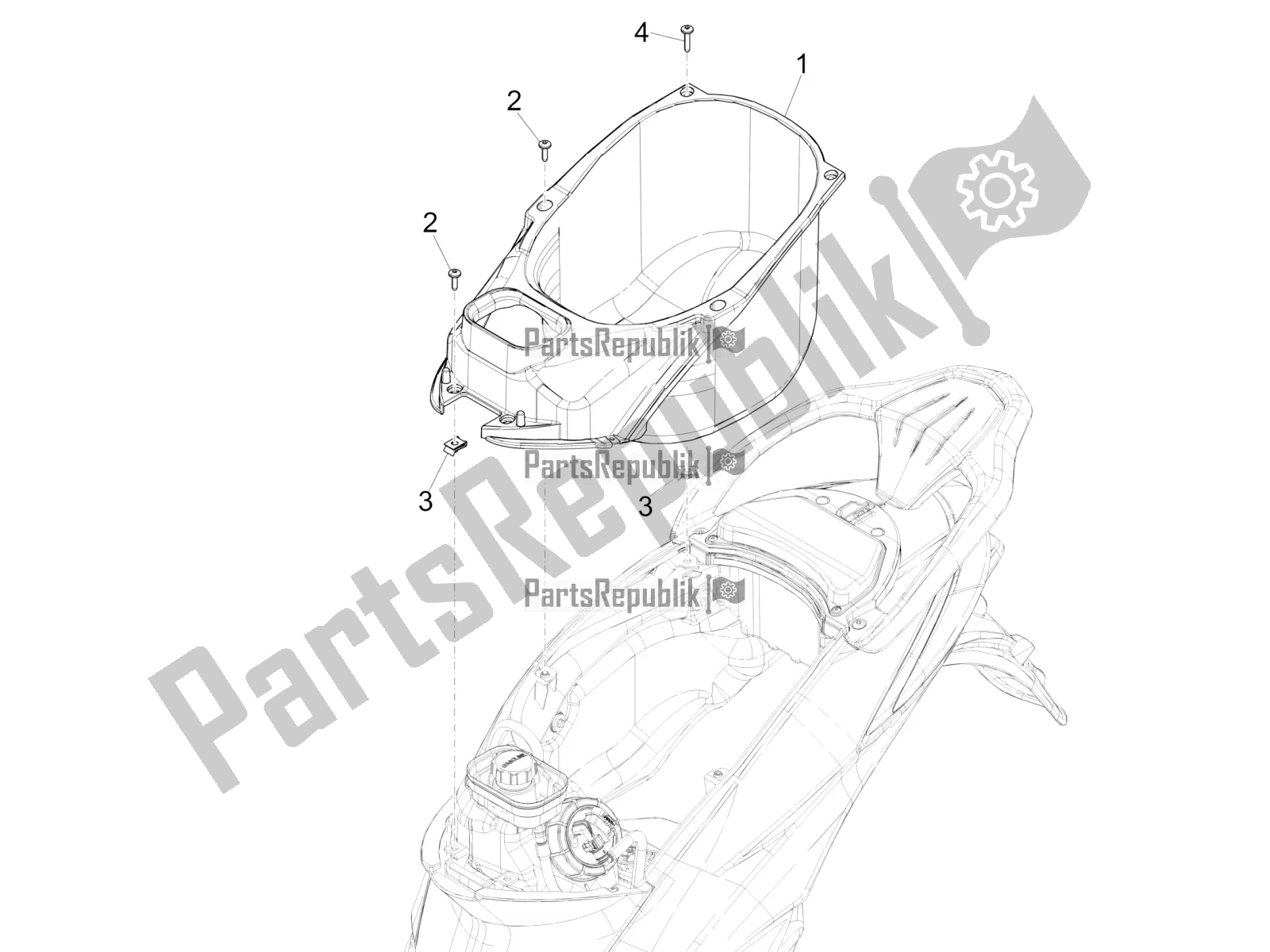 Toutes les pièces pour le Logement De Casque - Sous La Selle du Piaggio Liberty 125 Iget ABS 2020