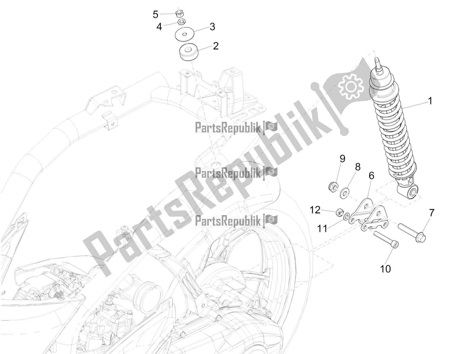 Toutes les pièces pour le Suspension Arrière - Amortisseur / S du Piaggio Liberty 125 Iget ABS 2020