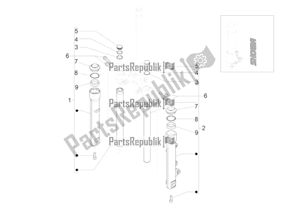 Tutte le parti per il Fork's Components (showa) del Piaggio Liberty 125 Iget ABS 2021