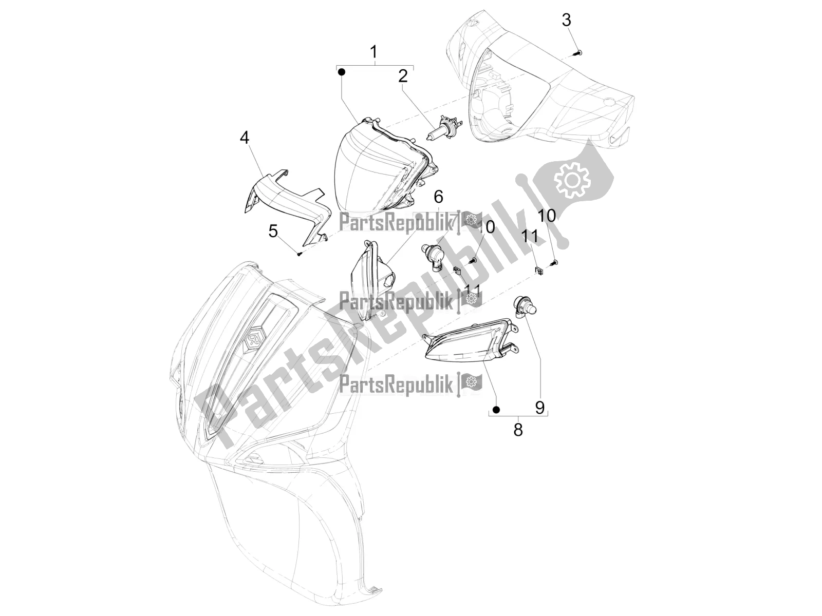 Toutes les pièces pour le Phares Avant - Clignotants du Piaggio Liberty 125 Iget ABS 2021