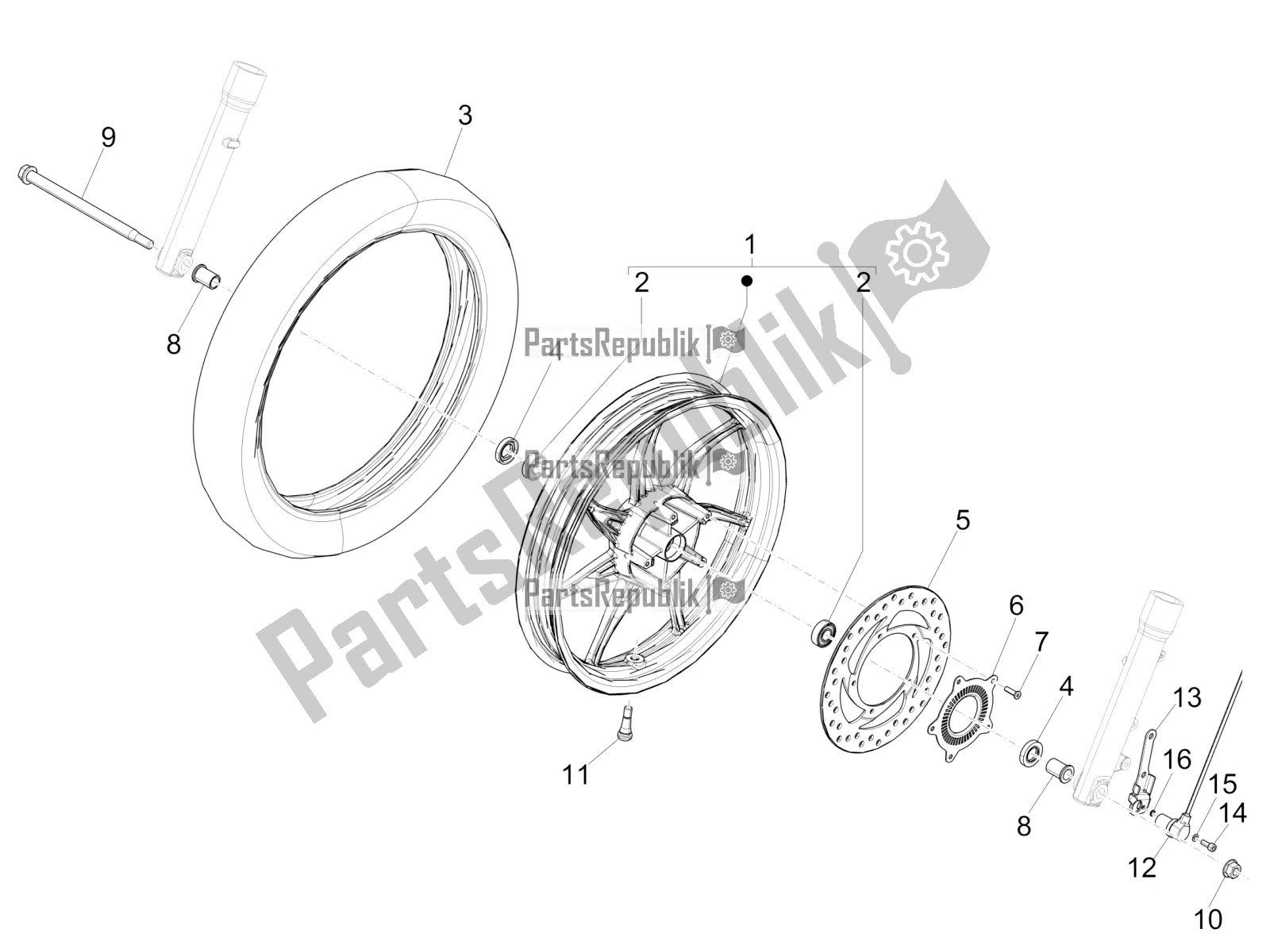 Toutes les pièces pour le Roue Avant du Piaggio Liberty 125 Iget ABS 2021