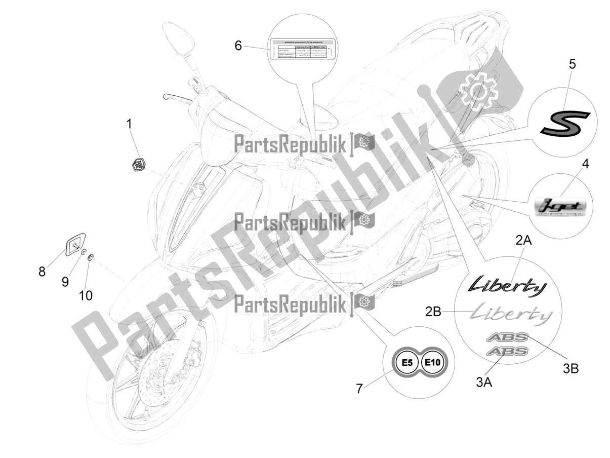 Todas as partes de Placas - Emblemas do Piaggio Liberty 125 Iget ABS 2021