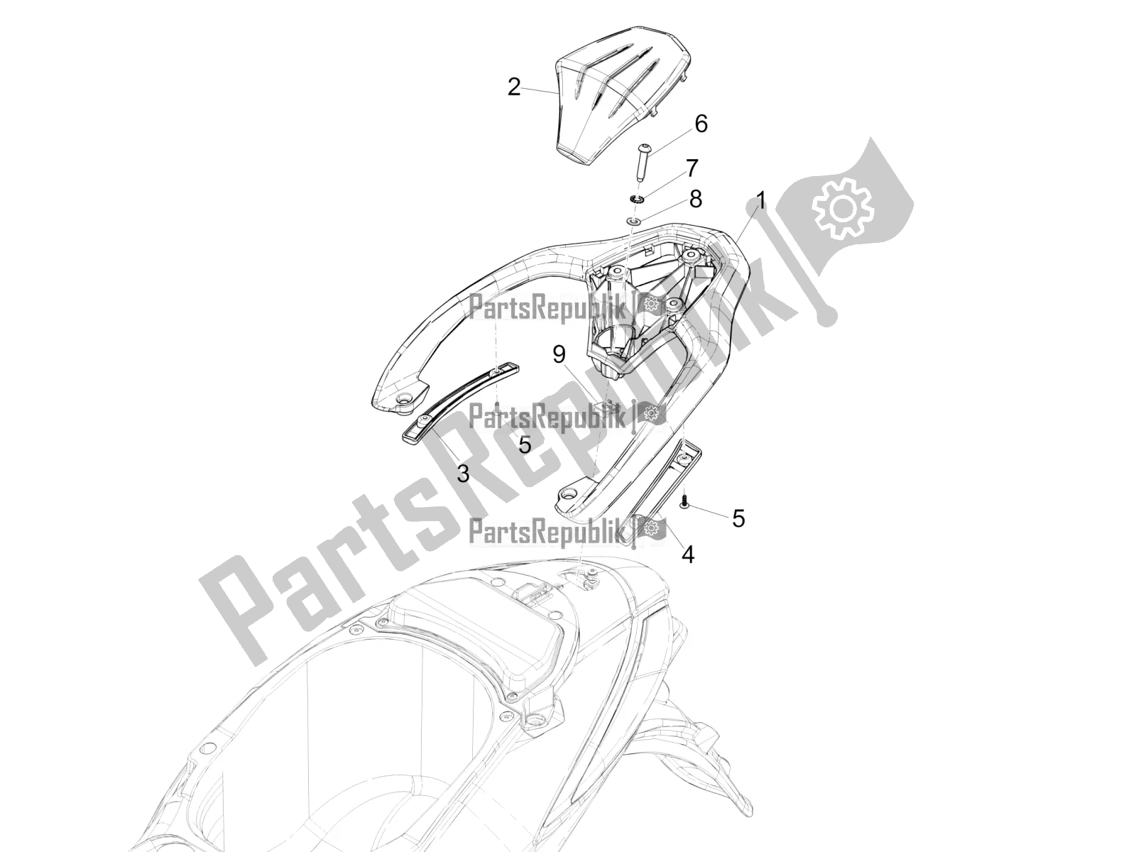 Tutte le parti per il Portapacchi Posteriore del Piaggio Liberty 125 Iget ABS 2021