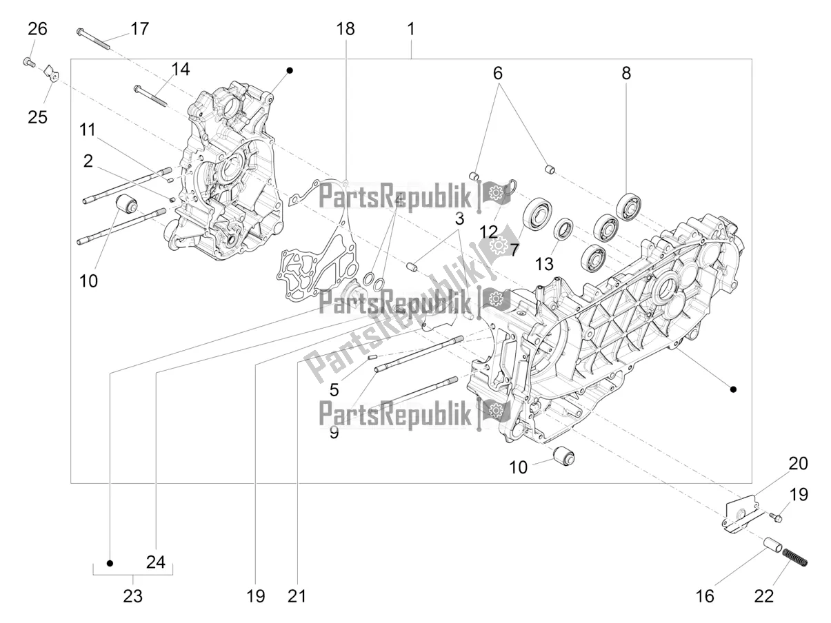 All parts for the Crankcase of the Piaggio Liberty 125 Iget ABS 2022