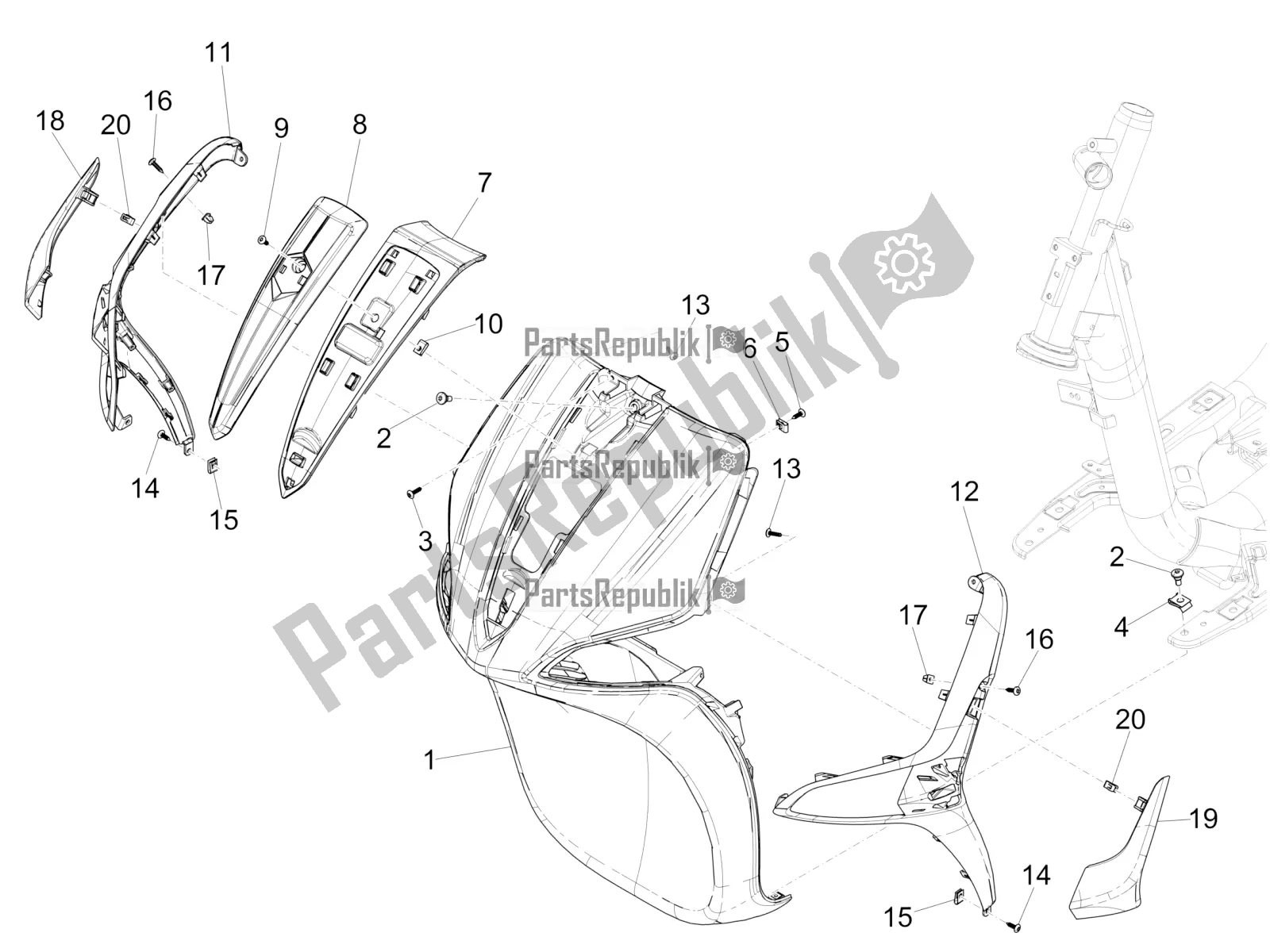 Toutes les pièces pour le Bouclier Avant du Piaggio Liberty 125 Iget ABS 2022