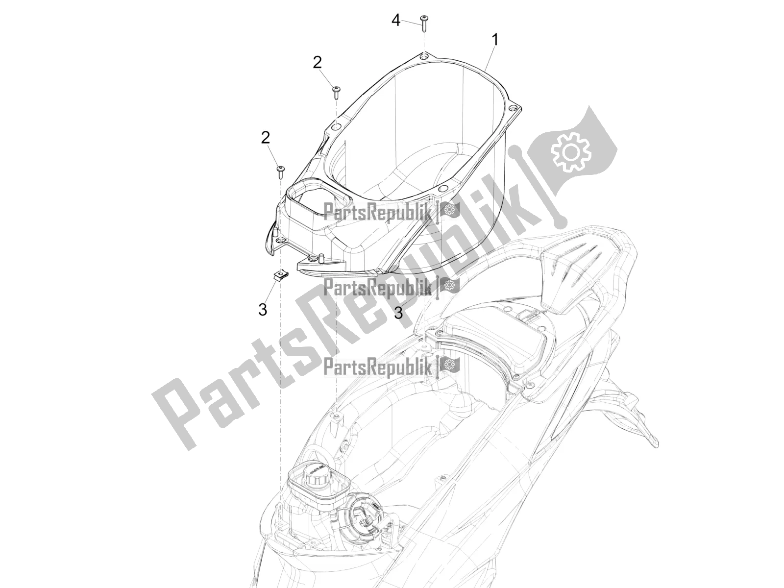 Toutes les pièces pour le Logement De Casque - Sous La Selle du Piaggio Liberty 125 Iget ABS 2022