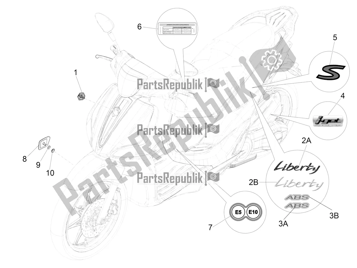 Alle onderdelen voor de Borden - Emblemen van de Piaggio Liberty 125 Iget ABS 2022