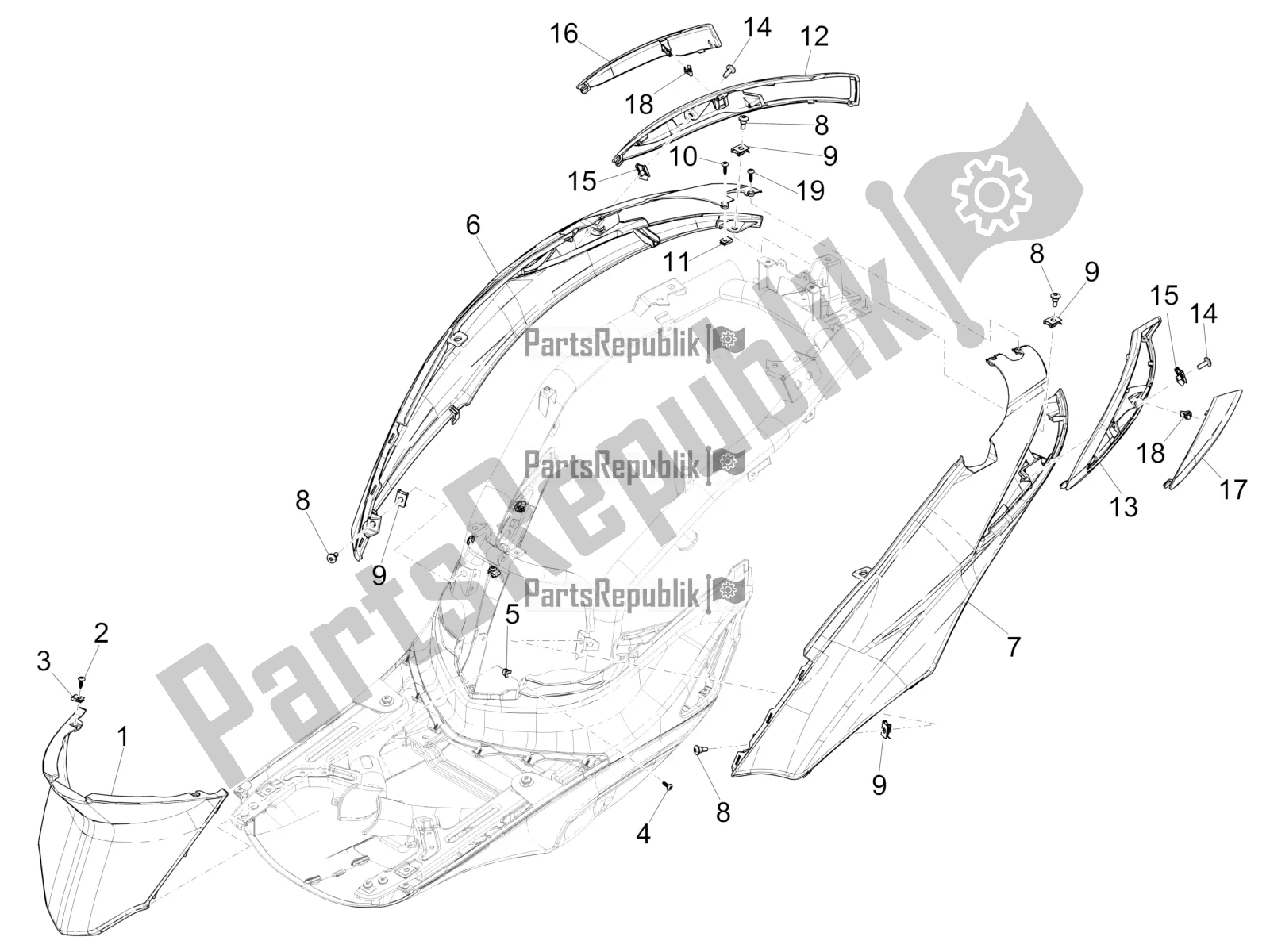 Toutes les pièces pour le Couvercle Latéral - Spoiler du Piaggio Liberty 125 Iget ABS 2022