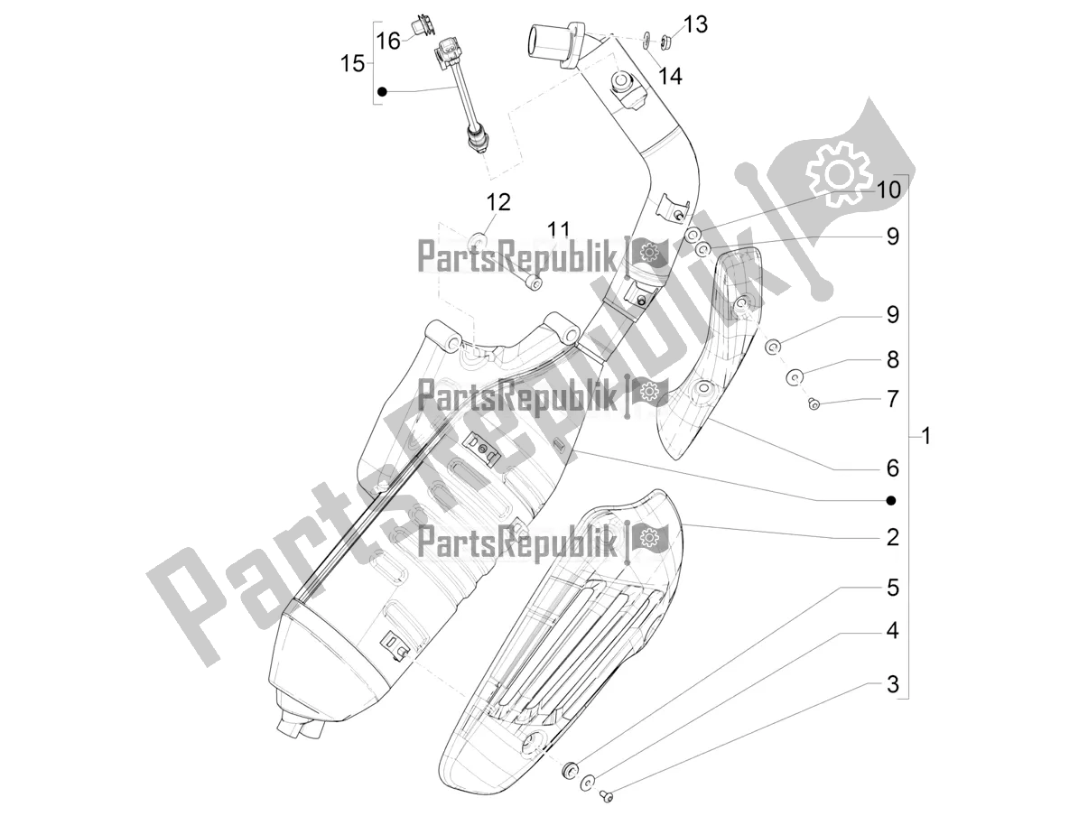 Alle onderdelen voor de Geluiddemper van de Piaggio Liberty 125 Iget ABS 2022