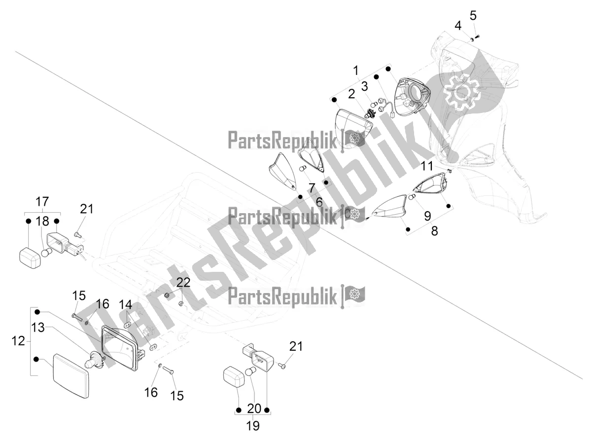Todas as partes de Faróis Dianteiros - Luzes De Pisca do Piaggio Liberty 125 Iget Corporate 2021