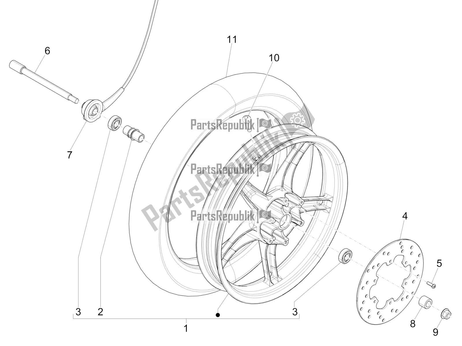 Toutes les pièces pour le Roue Avant du Piaggio Liberty 125 Iget Corporate 2021