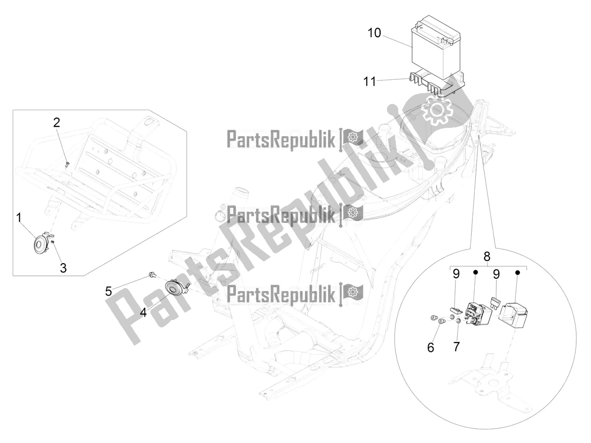 Tutte le parti per il Interruttori Del Telecomando - Batteria - Avvisatore Acustico del Piaggio Liberty 125 Iget Corporate 2021