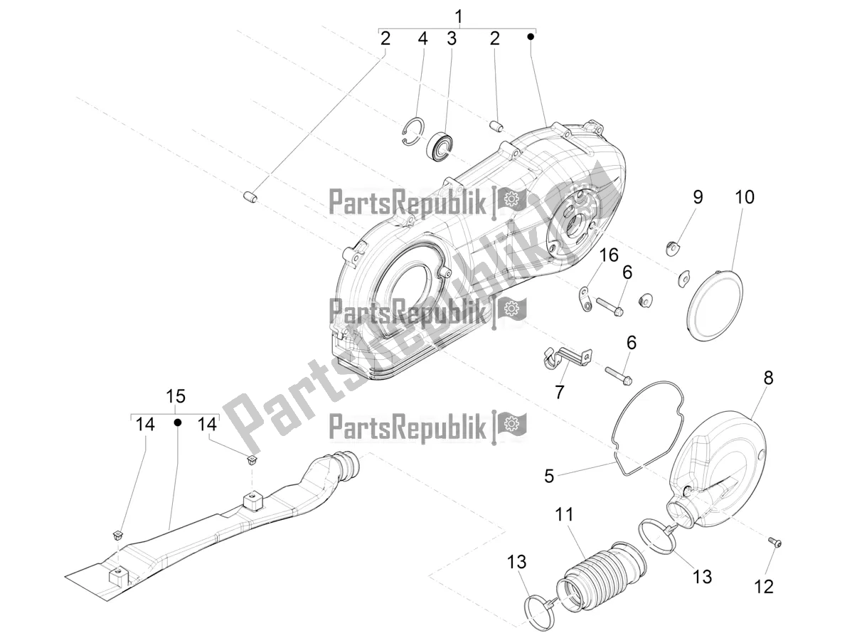 All parts for the Crankcase Cover - Crankcase Cooling of the Piaggio Liberty 125 Iget Corporate 2022