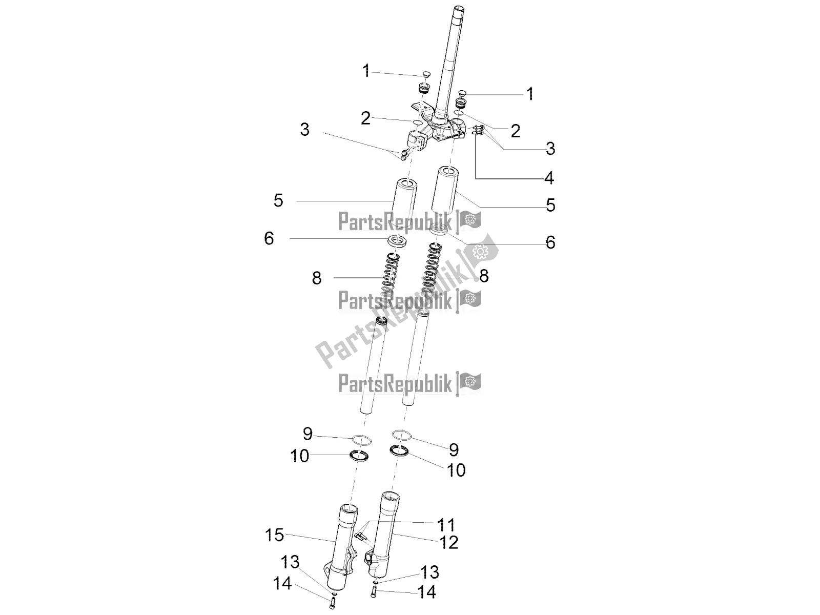 All parts for the Fork's Components (wuxi Top) of the Piaggio Liberty 125 Iget Corporate 2022