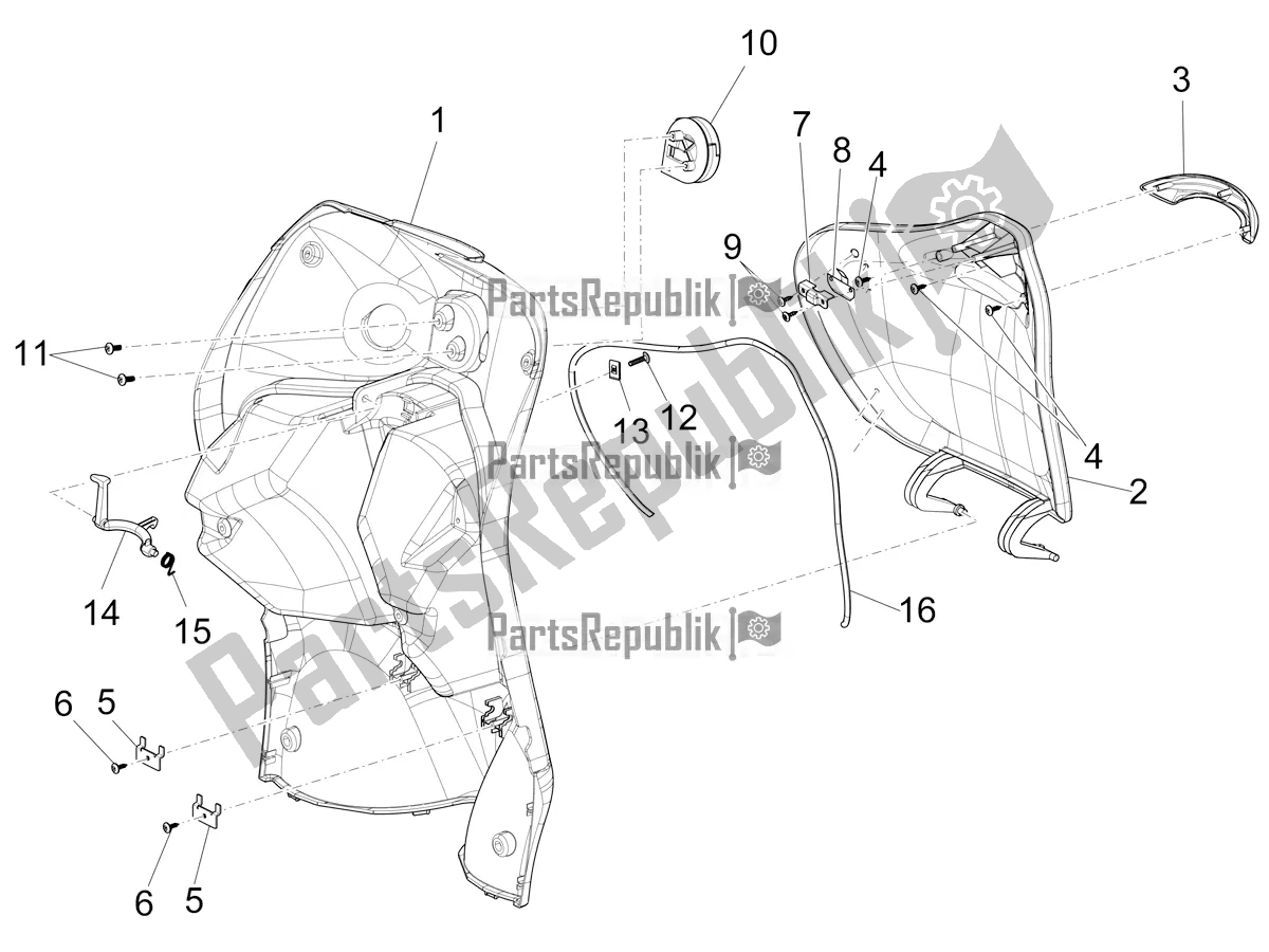 All parts for the Front Glove-box - Knee-guard Panel of the Piaggio Liberty 125 Iget Corporate 2022