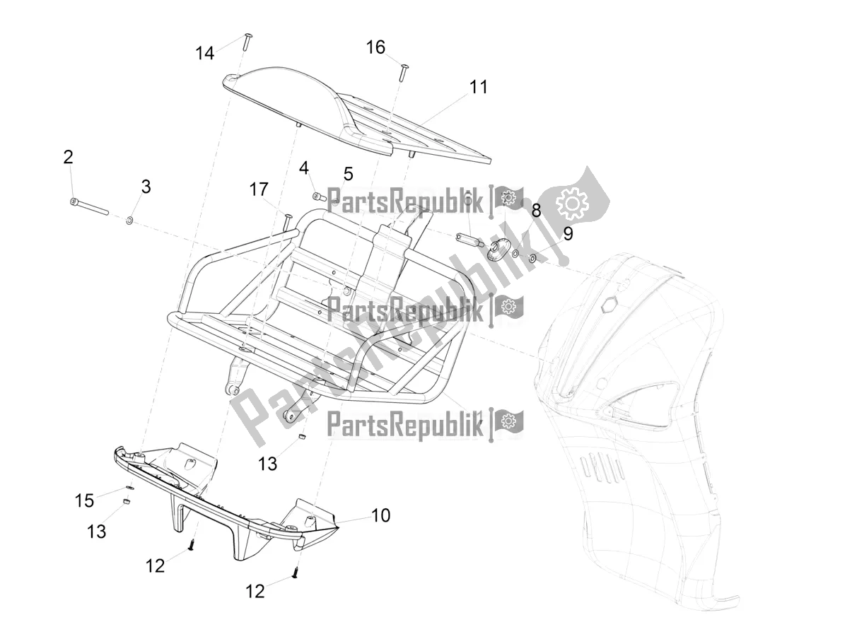 All parts for the Front Luggage Rack of the Piaggio Liberty 125 Iget Corporate 2022