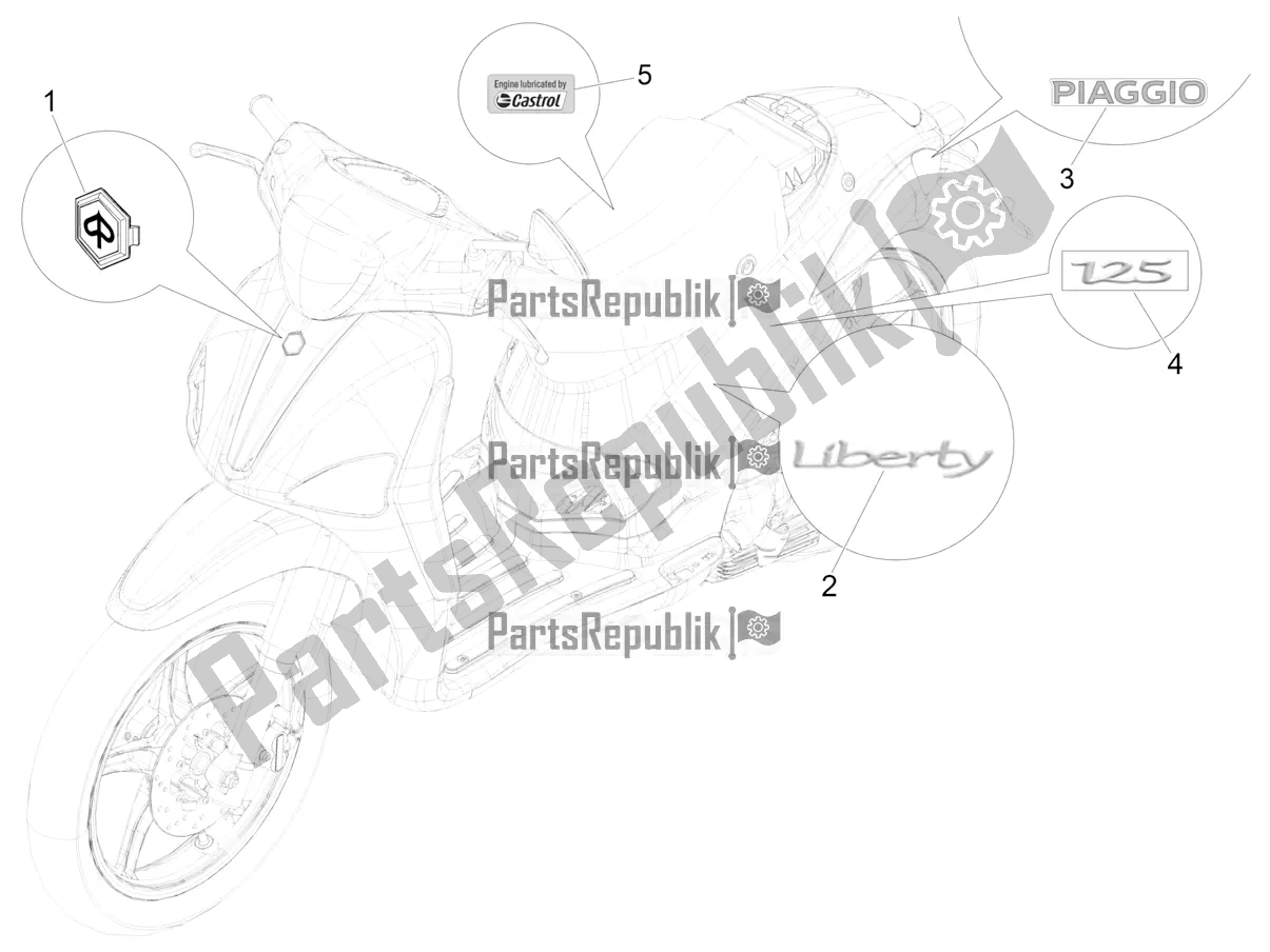 Toutes les pièces pour le Plaques - Emblèmes du Piaggio Liberty 125 Iget Corporate 2022