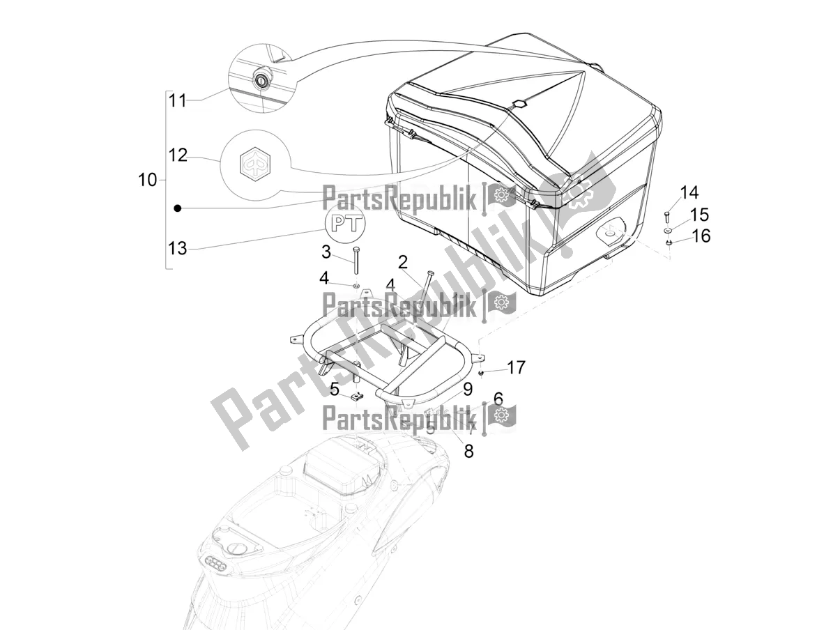 Toutes les pièces pour le Porte-bagages Arrière du Piaggio Liberty 125 Iget Corporate 2022
