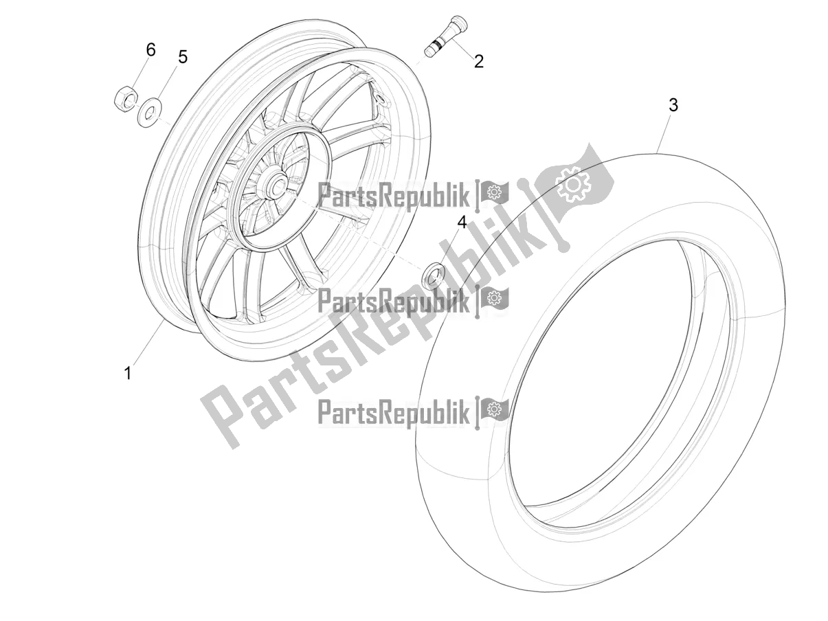 All parts for the Rear Wheel of the Piaggio Liberty 125 Iget Corporate 2022