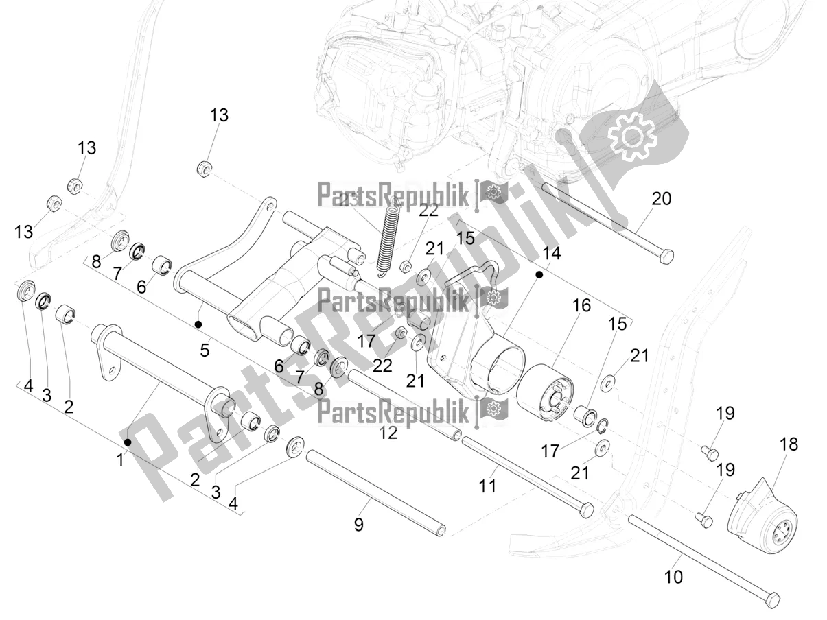 Toutes les pièces pour le Bras Oscillant du Piaggio Liberty 125 Iget Corporate 2022