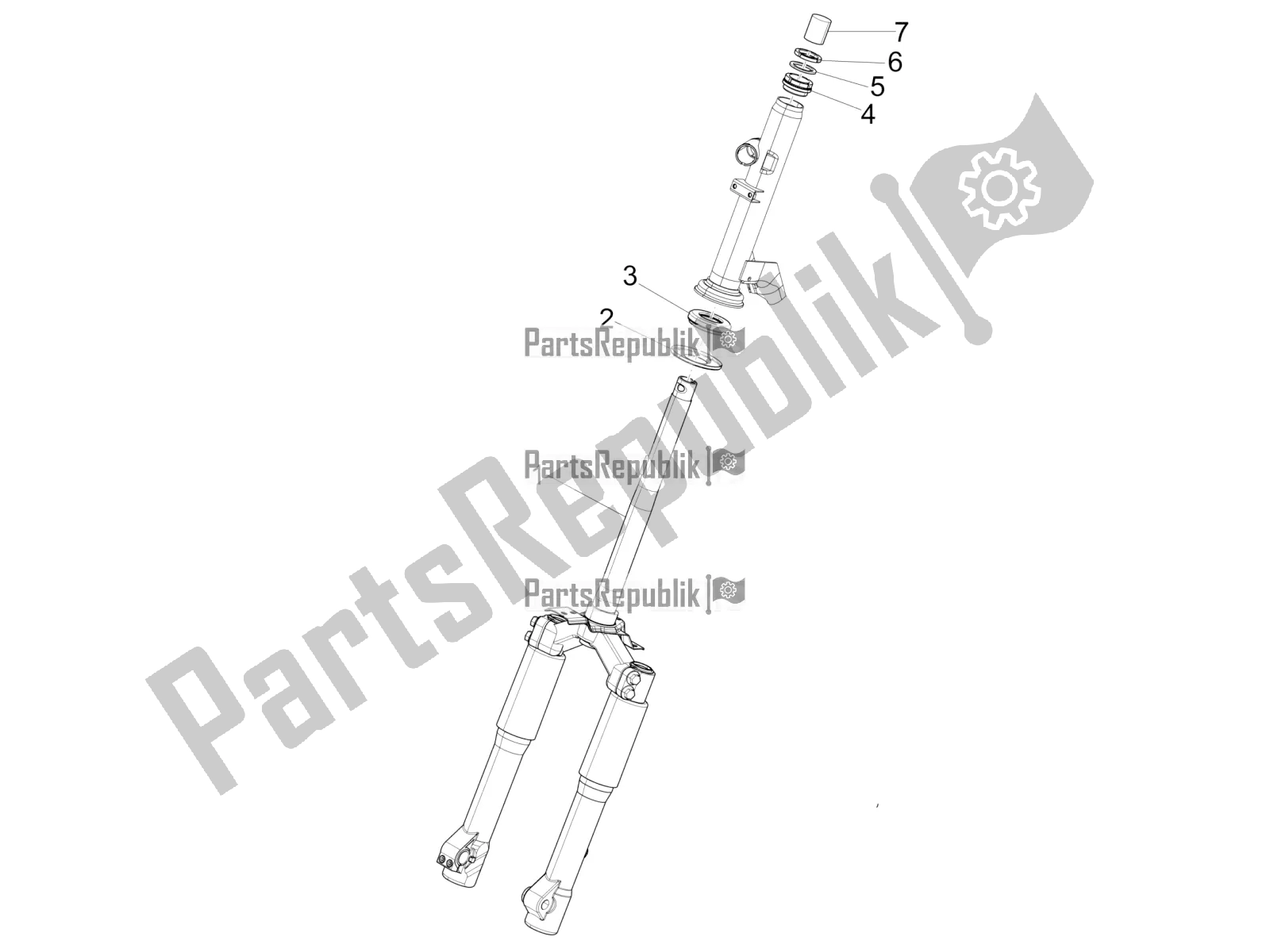 Toutes les pièces pour le Fourche / Tube De Direction - Palier De Direction du Piaggio Liberty 125 Poste 2019