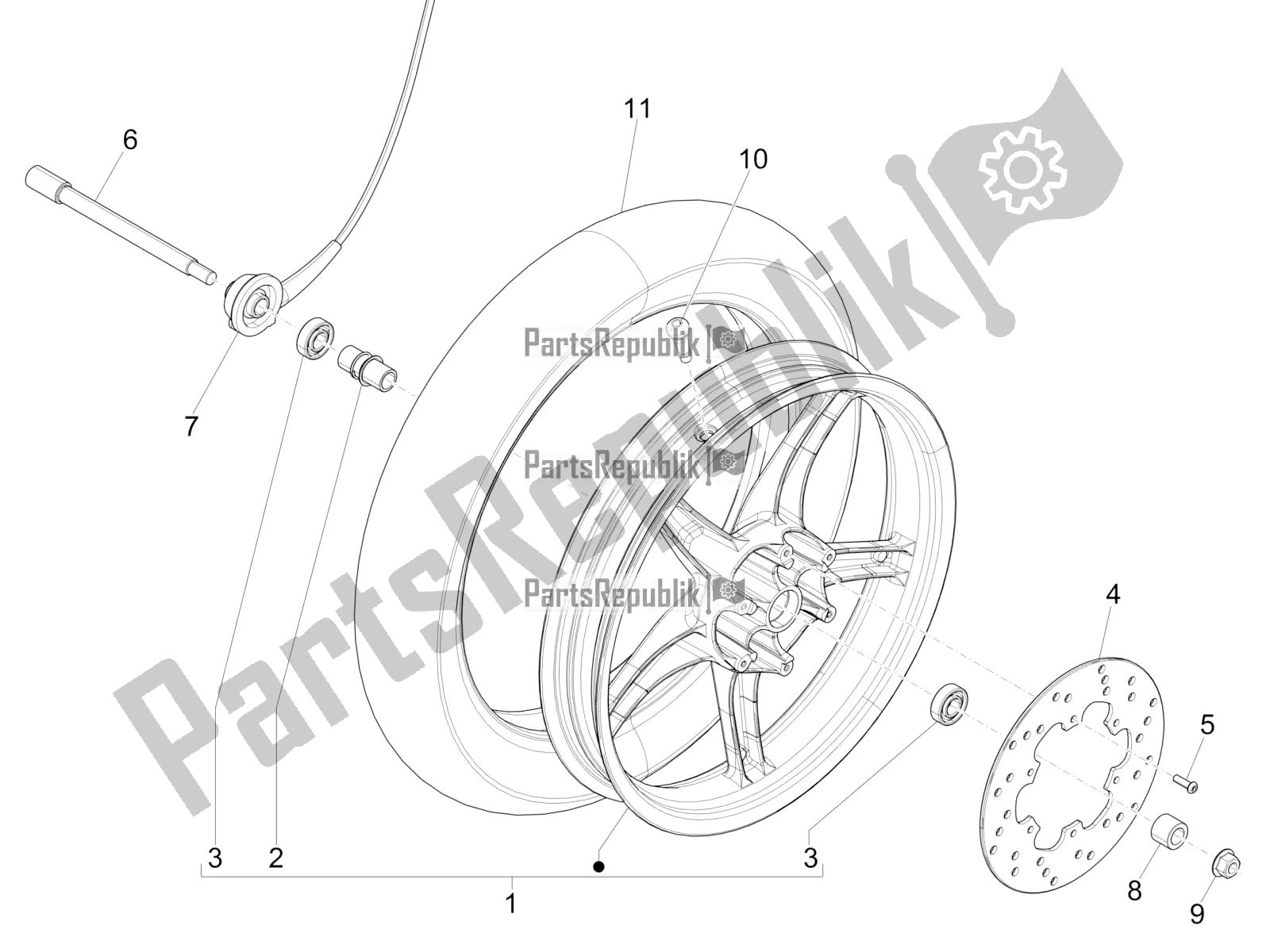 Toutes les pièces pour le Roue Avant du Piaggio Liberty 125 Poste 2019