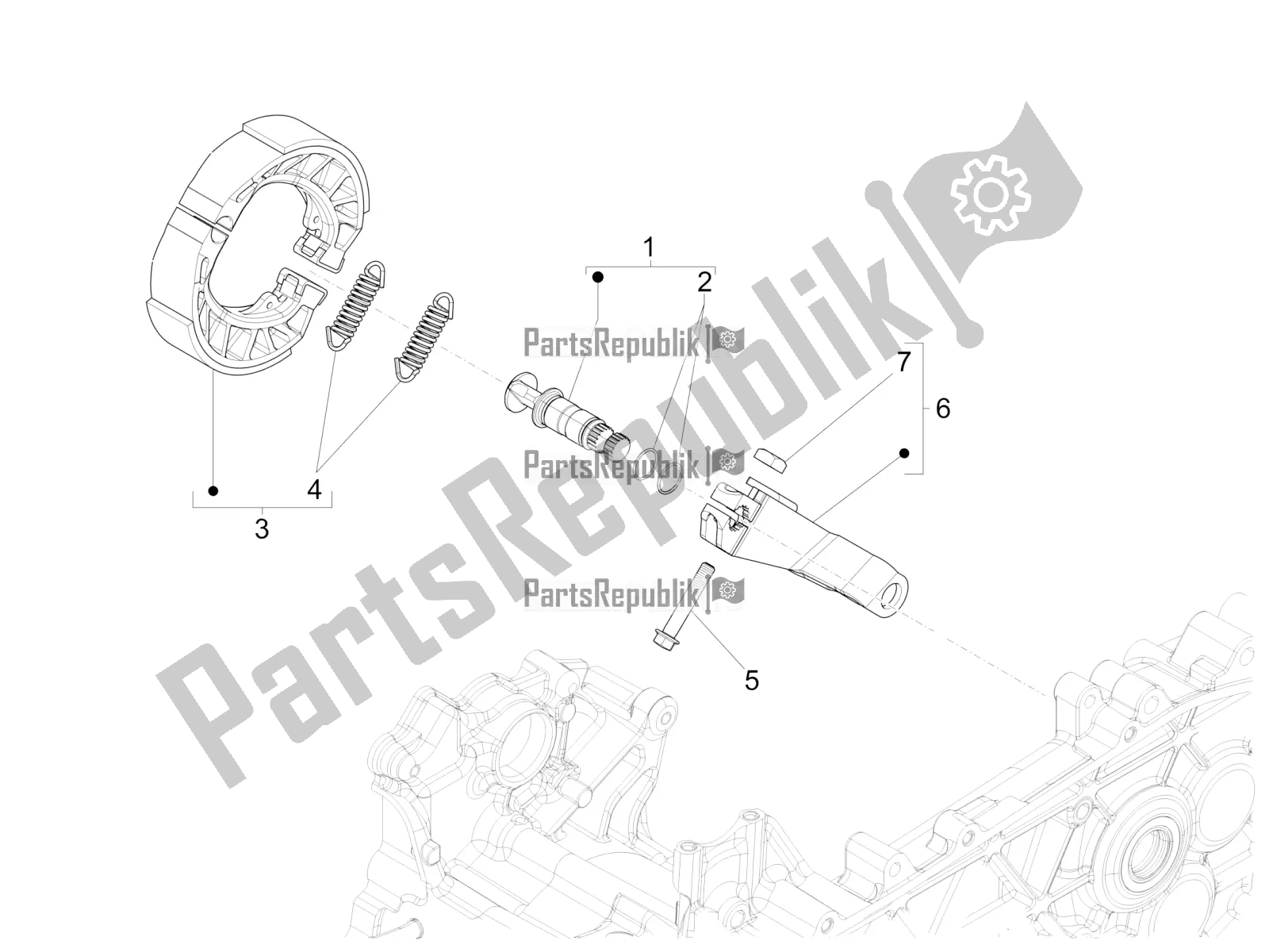 Toutes les pièces pour le Frein Arrière - Mâchoire De Frein du Piaggio Liberty 125 Poste 2019