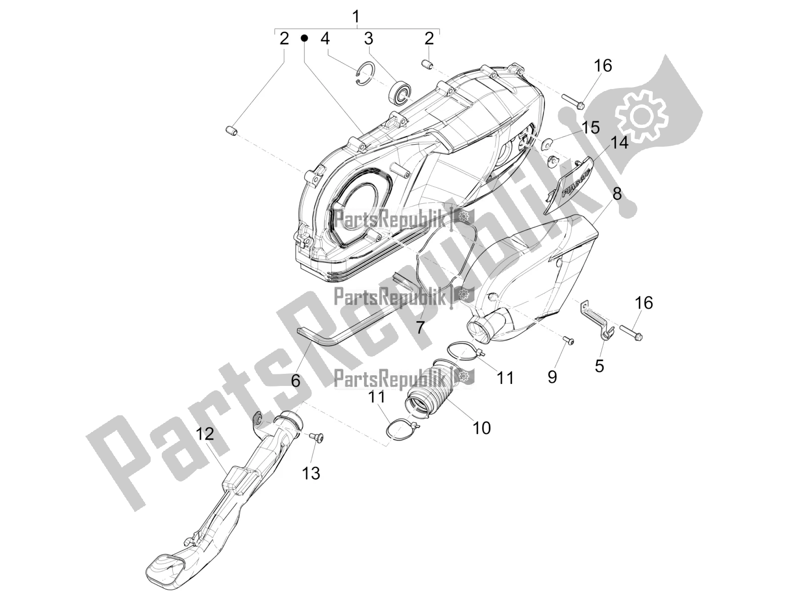 Tutte le parti per il Coperchio Del Carter - Raffreddamento Del Carter del Piaggio Liberty 150 2020