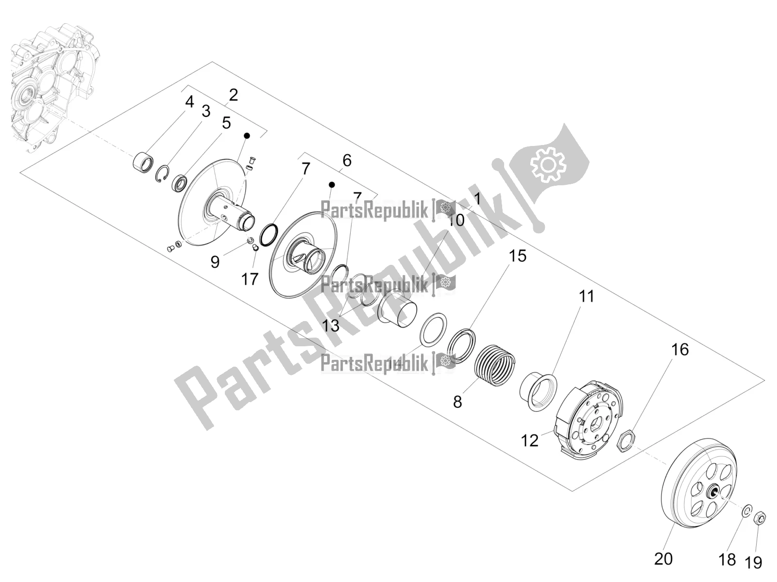 Toutes les pièces pour le Poulie Menée du Piaggio Liberty 150 2020