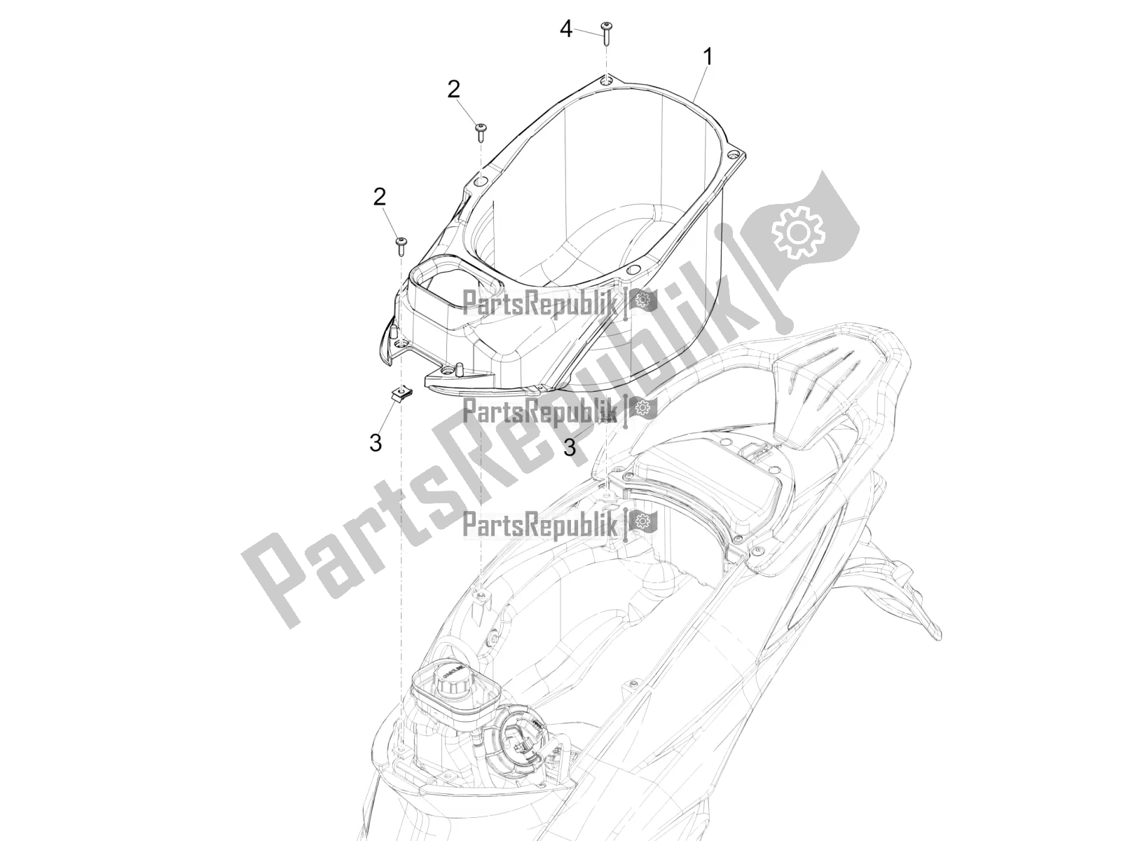 Toutes les pièces pour le Logement De Casque - Sous La Selle du Piaggio Liberty 150 2020