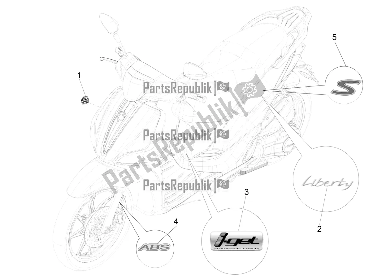 Toutes les pièces pour le Plaques - Emblèmes du Piaggio Liberty 150 2020