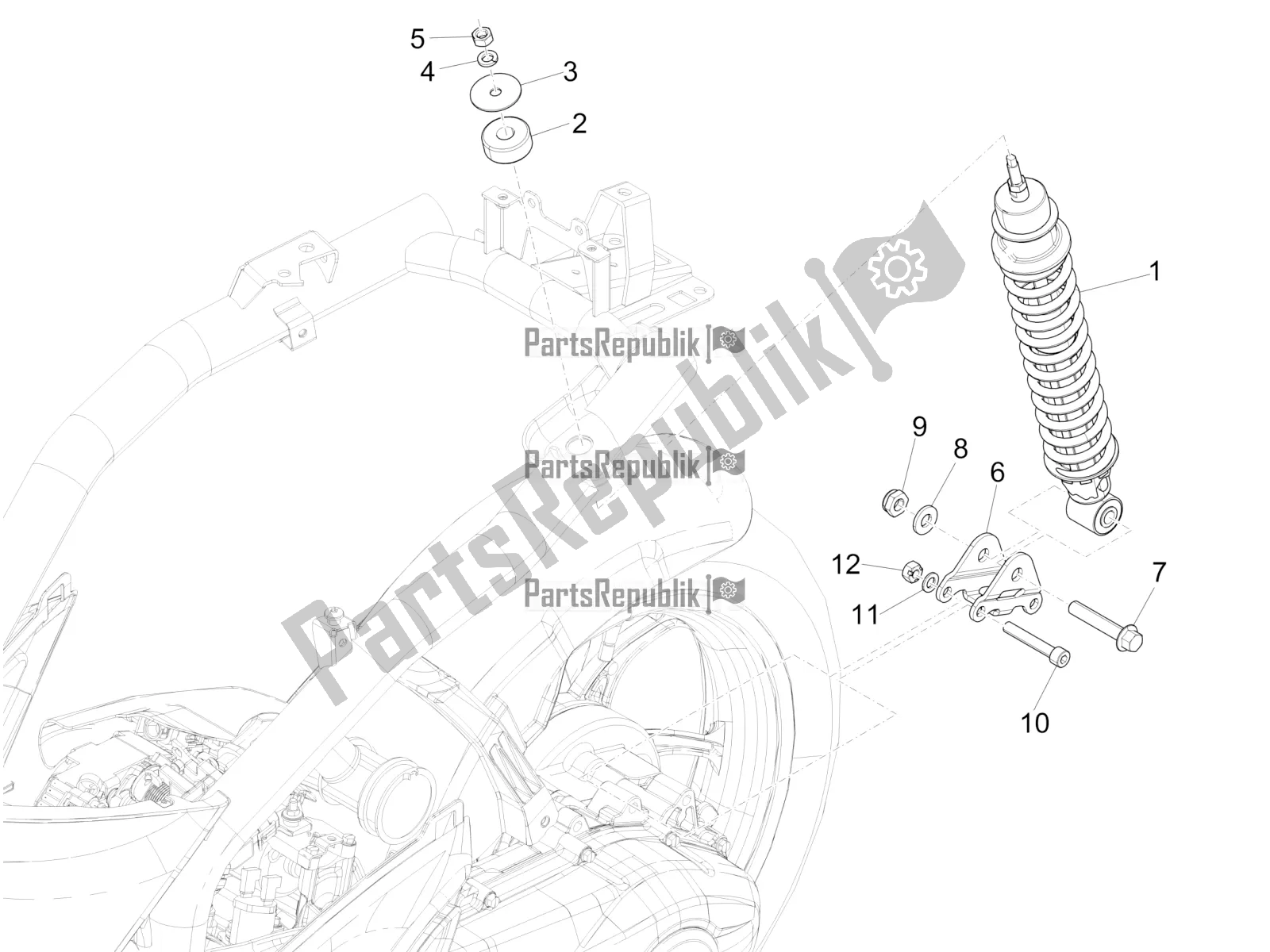 All parts for the Rear Suspension - Shock Absorber/s of the Piaggio Liberty 150 2020