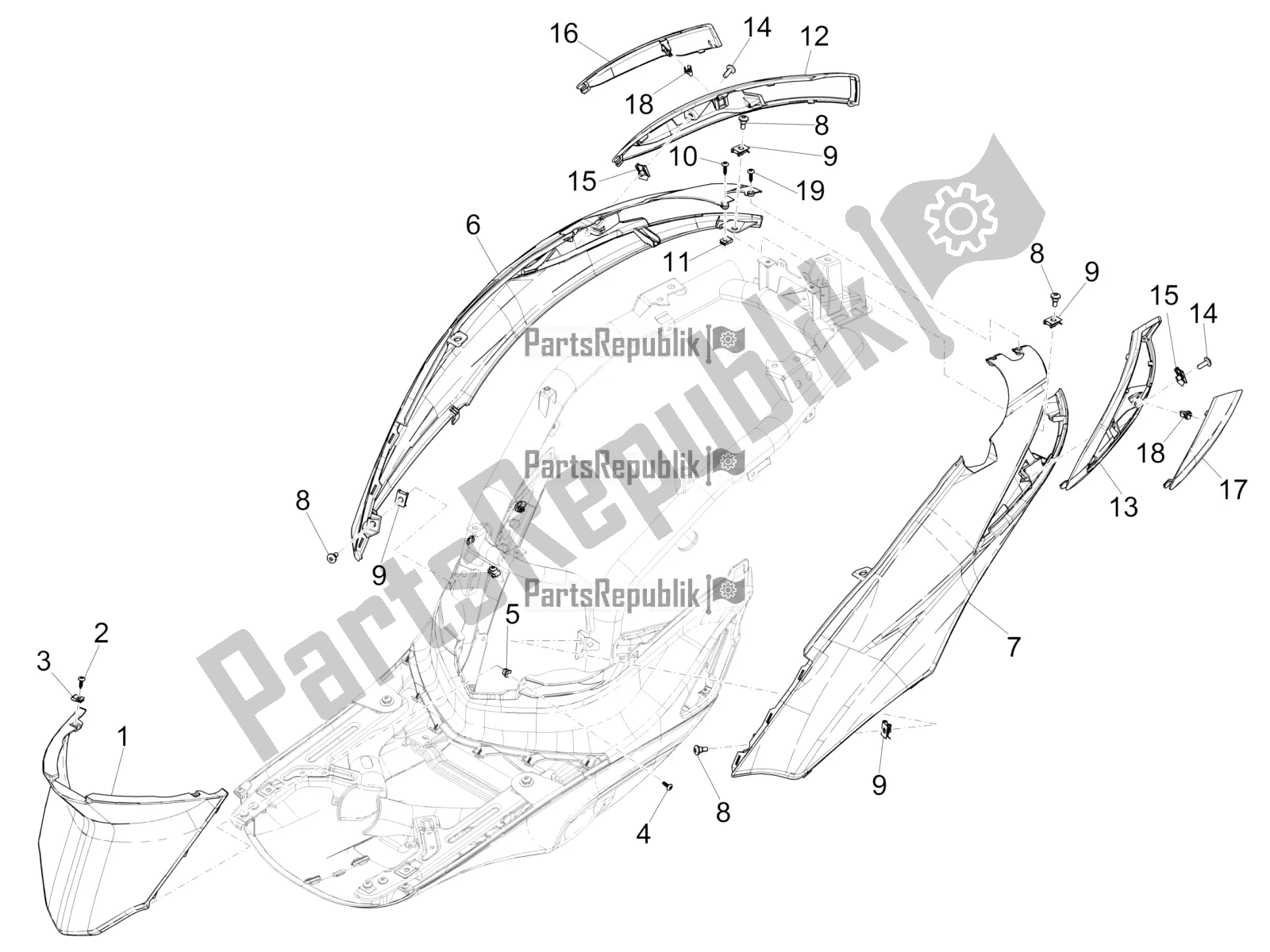 Toutes les pièces pour le Couvercle Latéral - Spoiler du Piaggio Liberty 150 2020