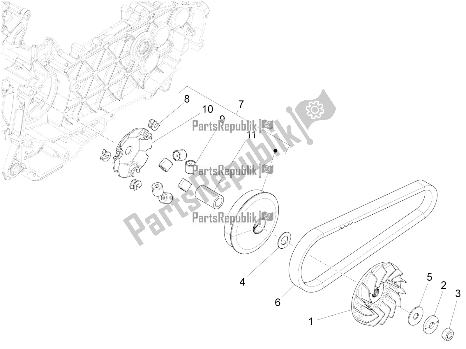 All parts for the Driving Pulley of the Piaggio Liberty 150 Iget ABS 2016