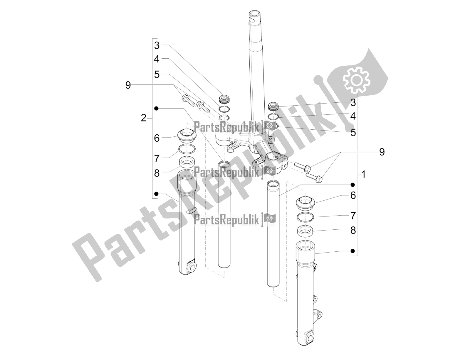 Toutes les pièces pour le Composants De La Fourche (wuxi Top) du Piaggio Liberty 150 Iget ABS 2016