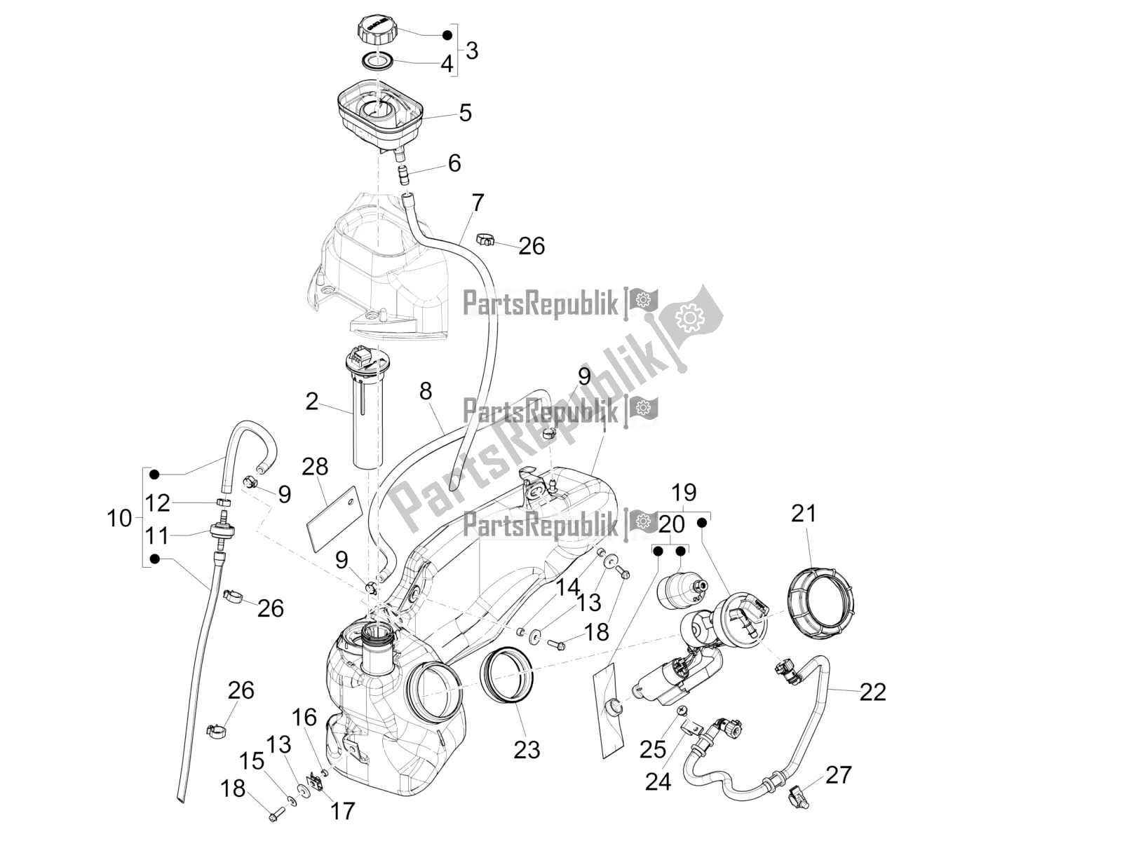 Toutes les pièces pour le Réservoir D'essence du Piaggio Liberty 150 Iget ABS 2016