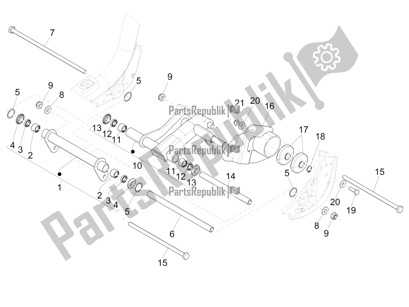 Toutes les pièces pour le Bras Oscillant du Piaggio Liberty 150 Iget ABS 2016