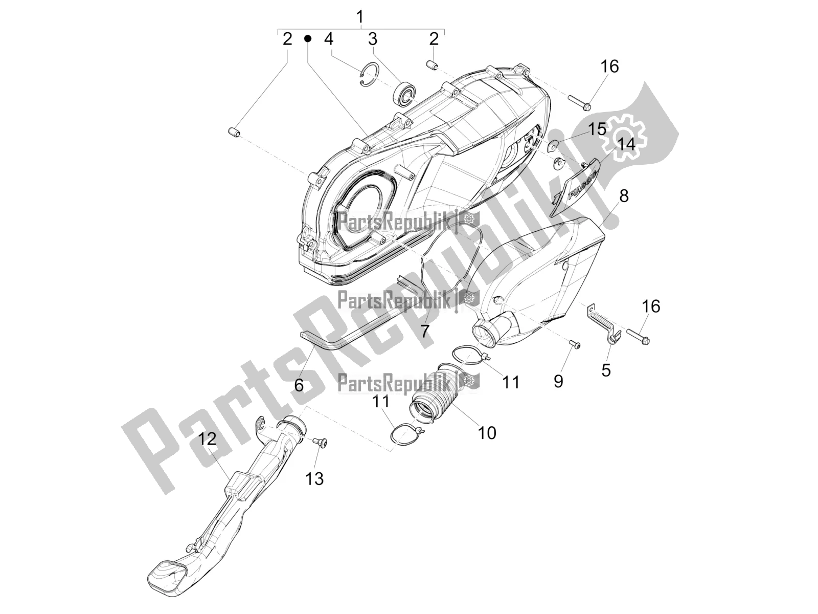 Tutte le parti per il Coperchio Del Carter - Raffreddamento Del Carter del Piaggio Liberty 150 Iget ABS 2017