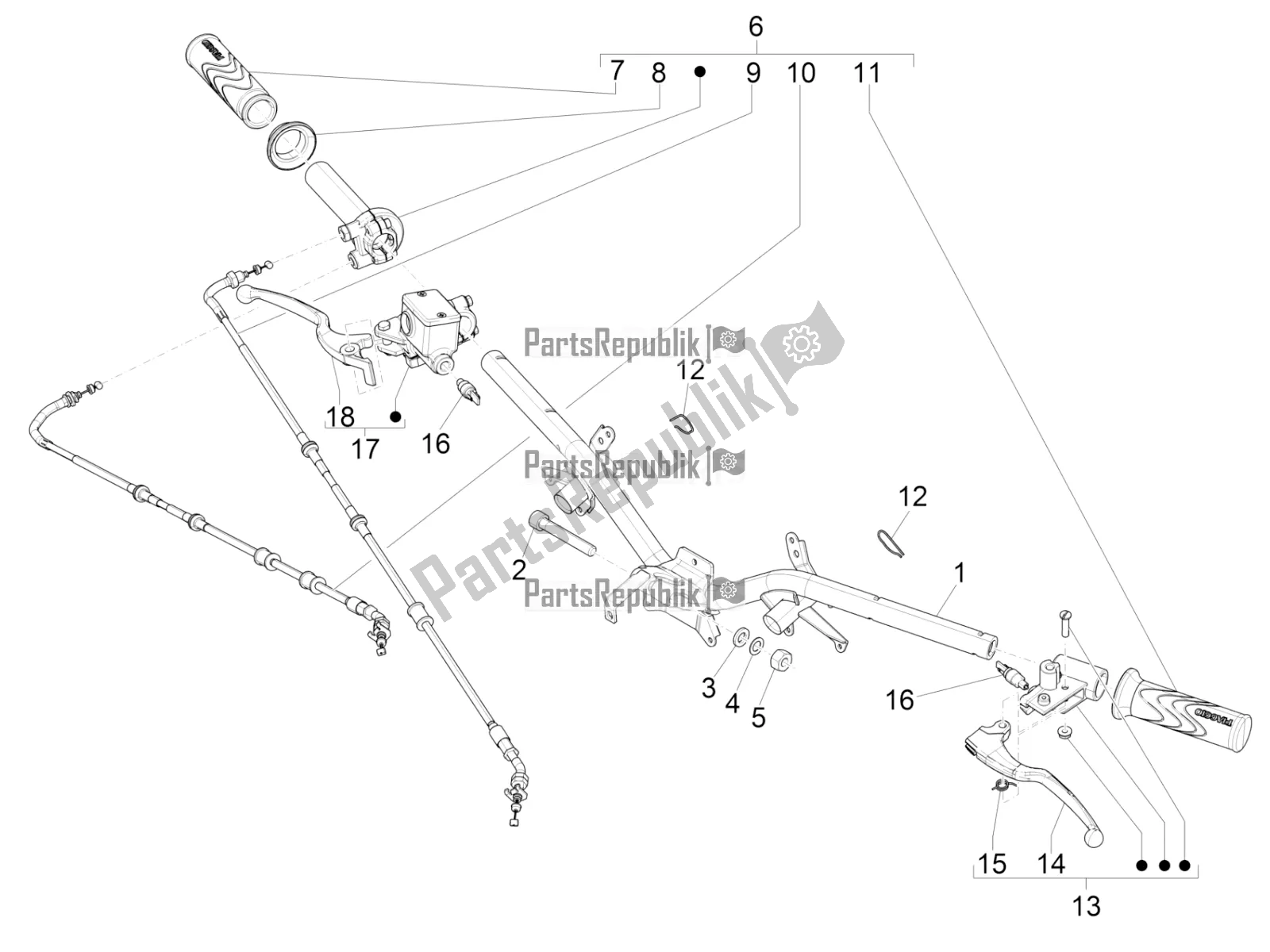 Toutes les pièces pour le Guidon - Master Cil. Du Piaggio Liberty 150 Iget ABS 2017