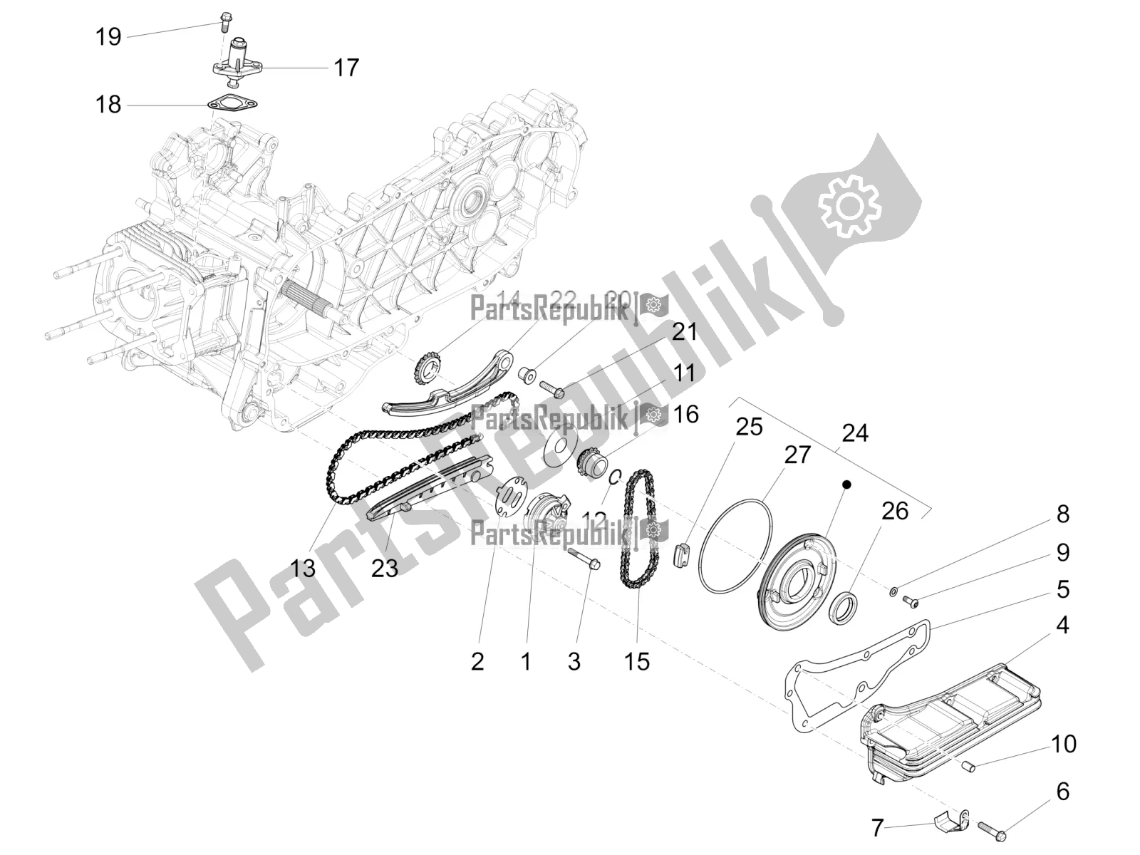 Tutte le parti per il Pompa Dell'olio del Piaggio Liberty 150 Iget ABS 2017