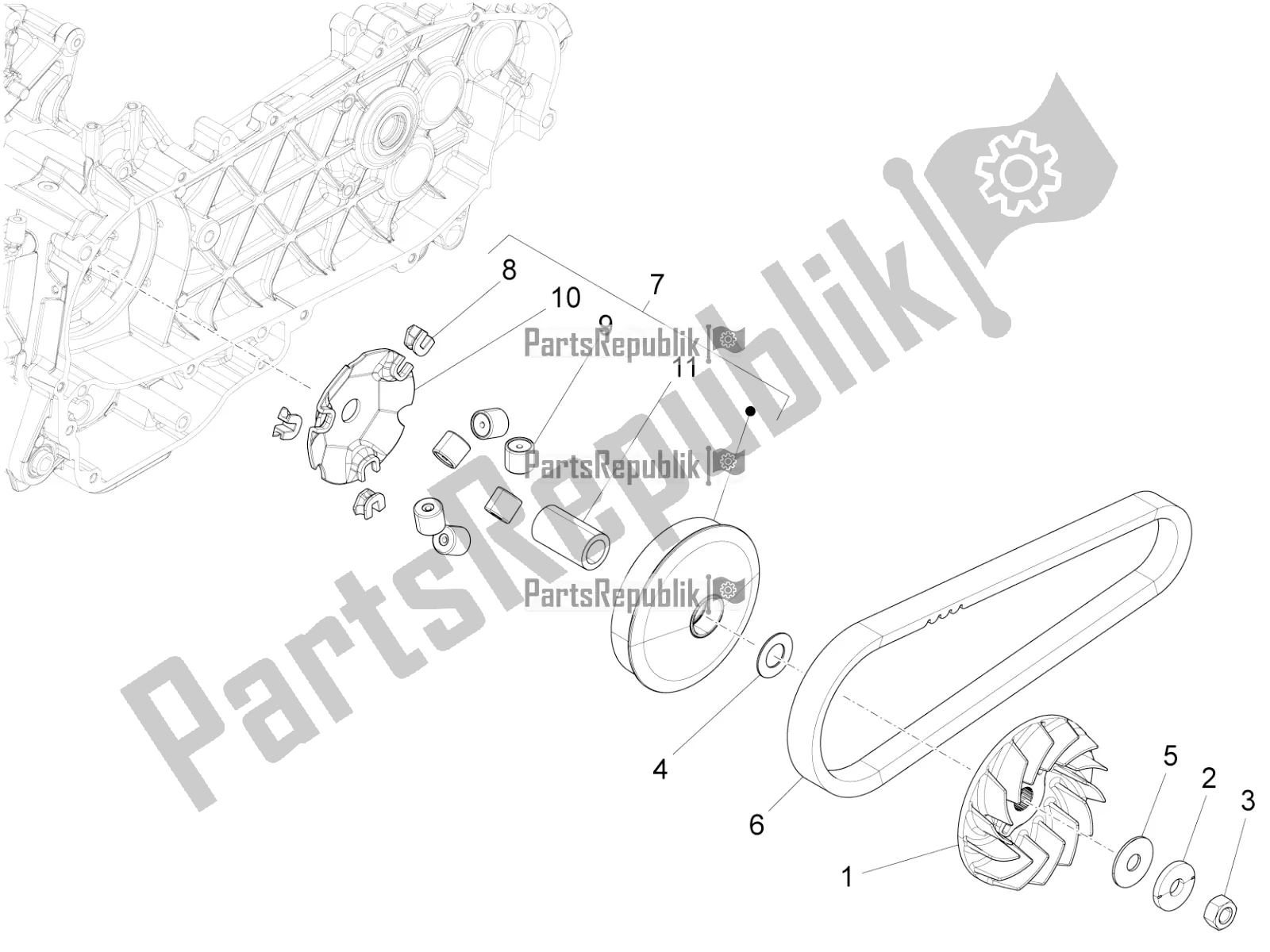 All parts for the Driving Pulley of the Piaggio Liberty 150 Iget ABS 2018